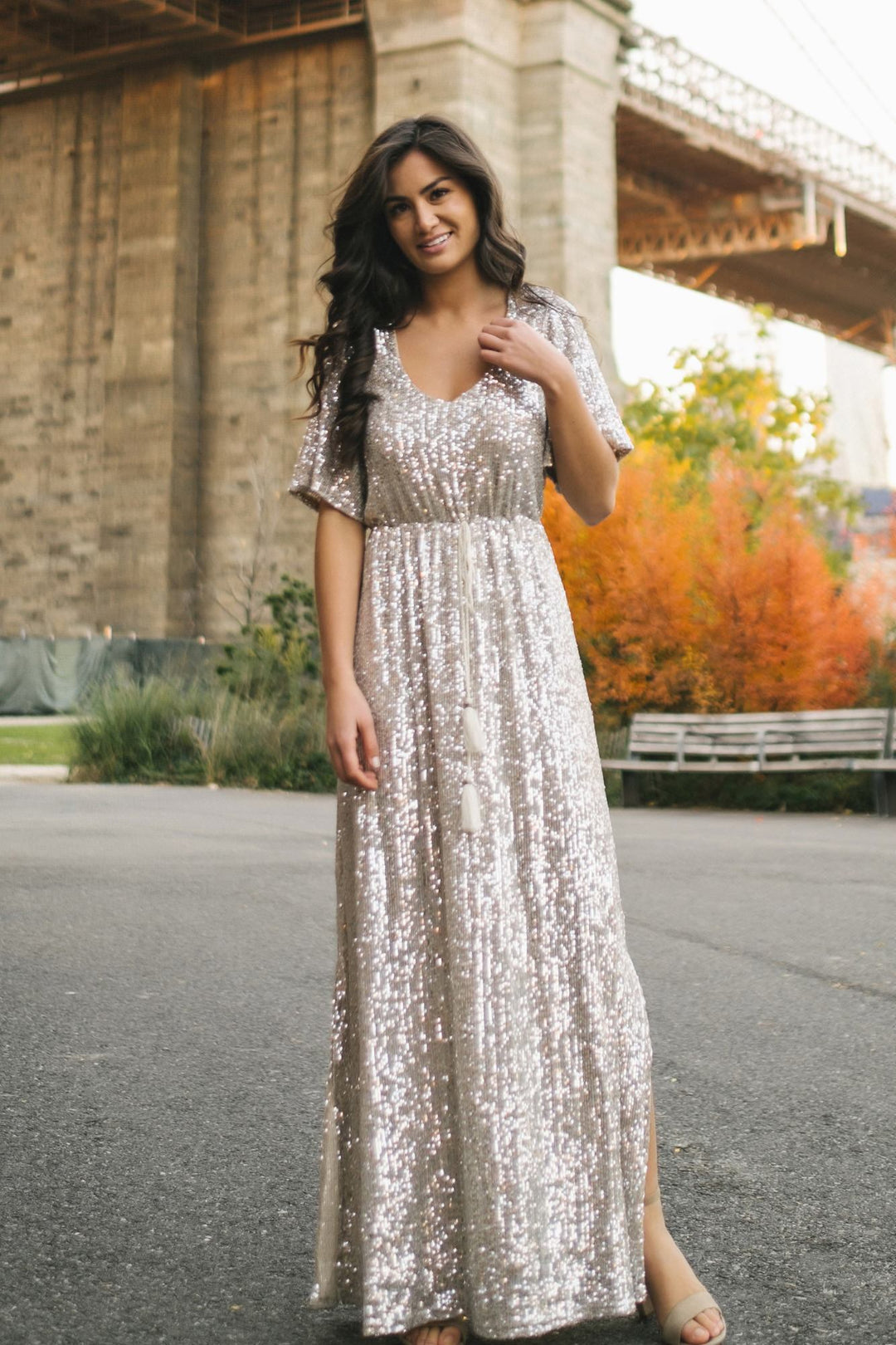 Silver Sequin Maxi Dress - Celia - Morning Lavender Online Boutique Silver Sequin Maxi Dress - Celia - Morning Lavender Online Boutique
