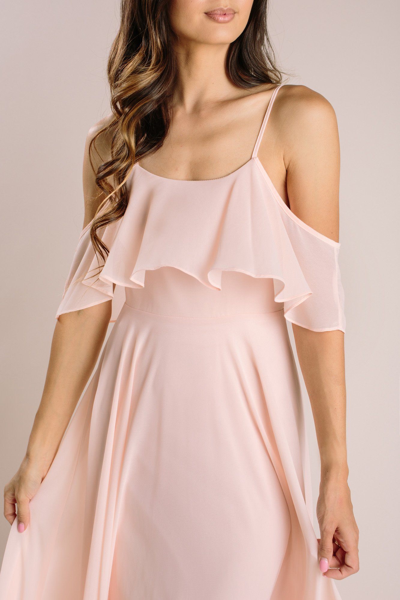 Adele blush ruffle maxi sale dress