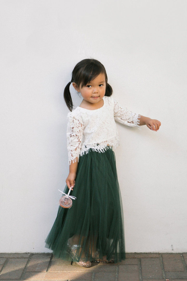 Mini Vienna Pleated Tulle Skirt Kids Lucy Paris Green 2T 