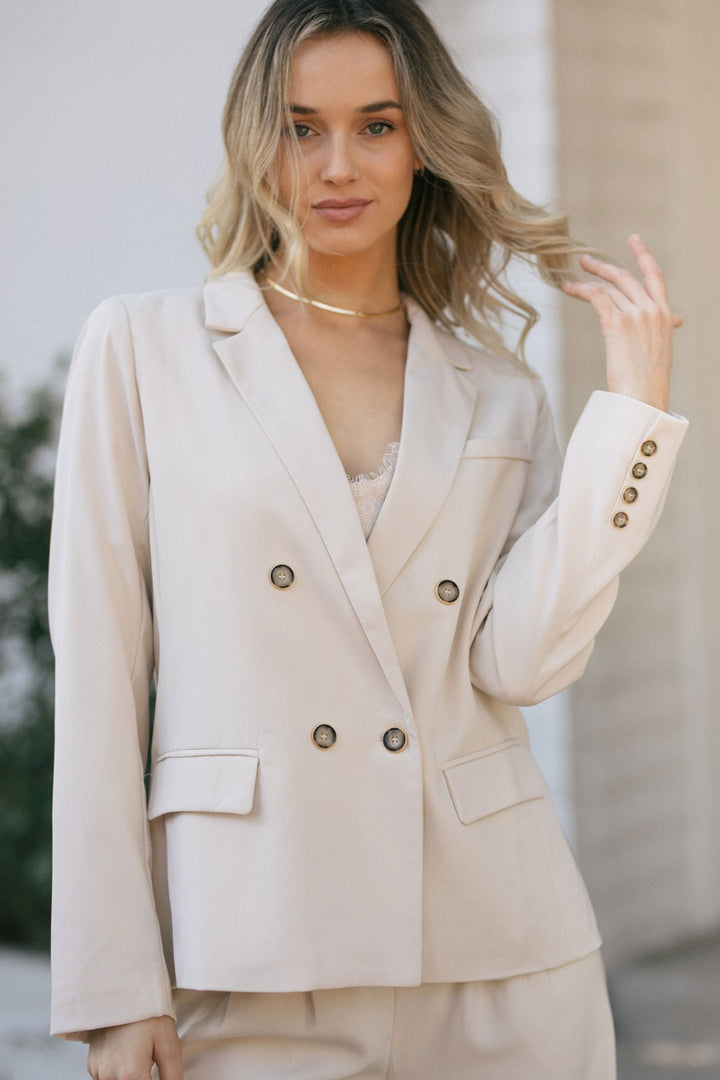 Agnes Double Breasted Blazer Outerwear Aaron & Amber Ivory Small