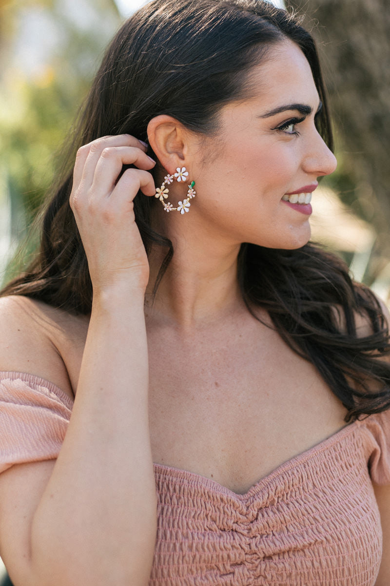 Aria Floral Hoop Earrings