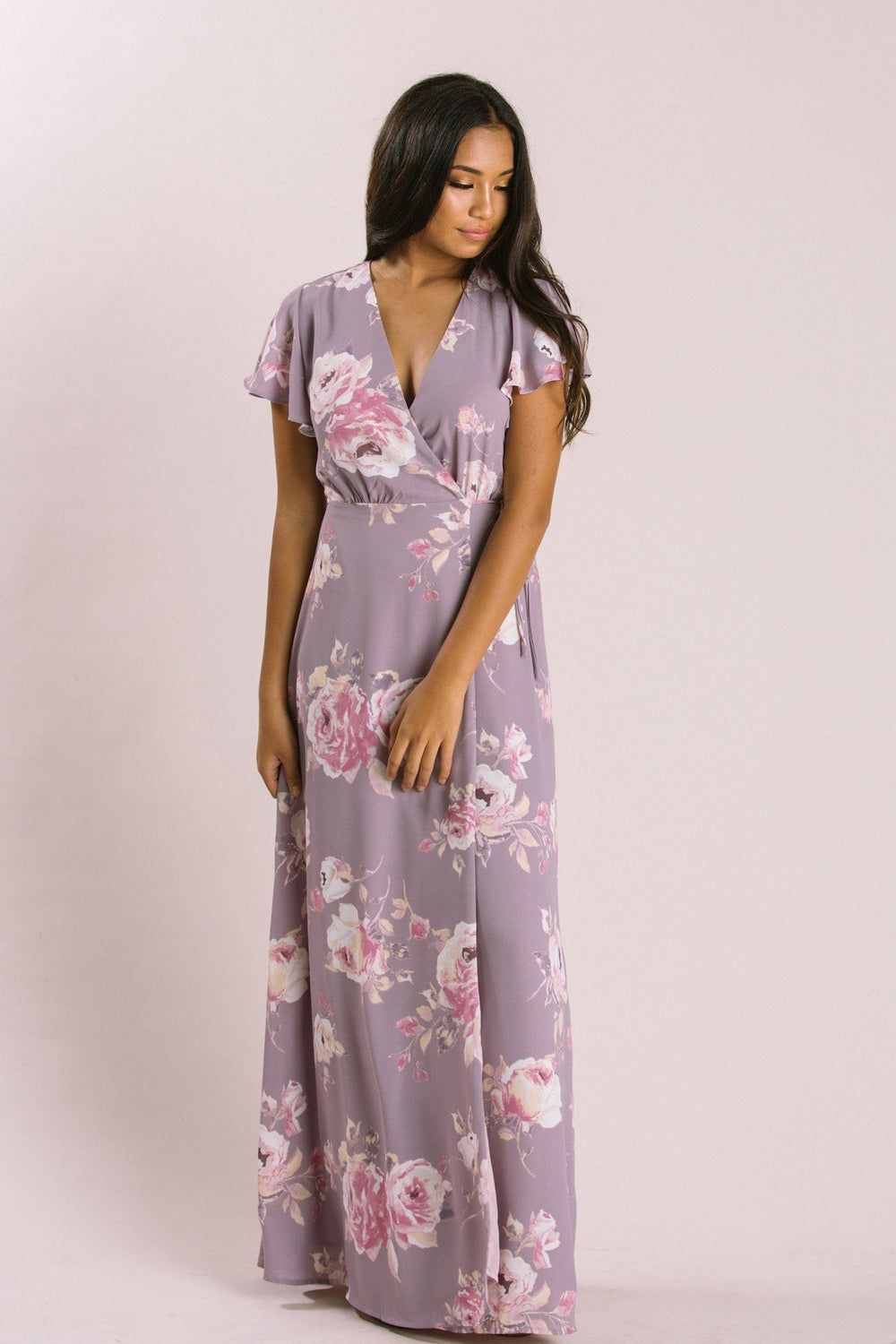 Petite Charlotte Floral Wrap Maxi Dress Dresses Everly Lavender XSP