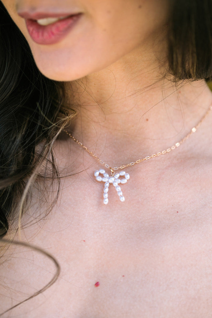 Colleen Pearl Bow Necklace
