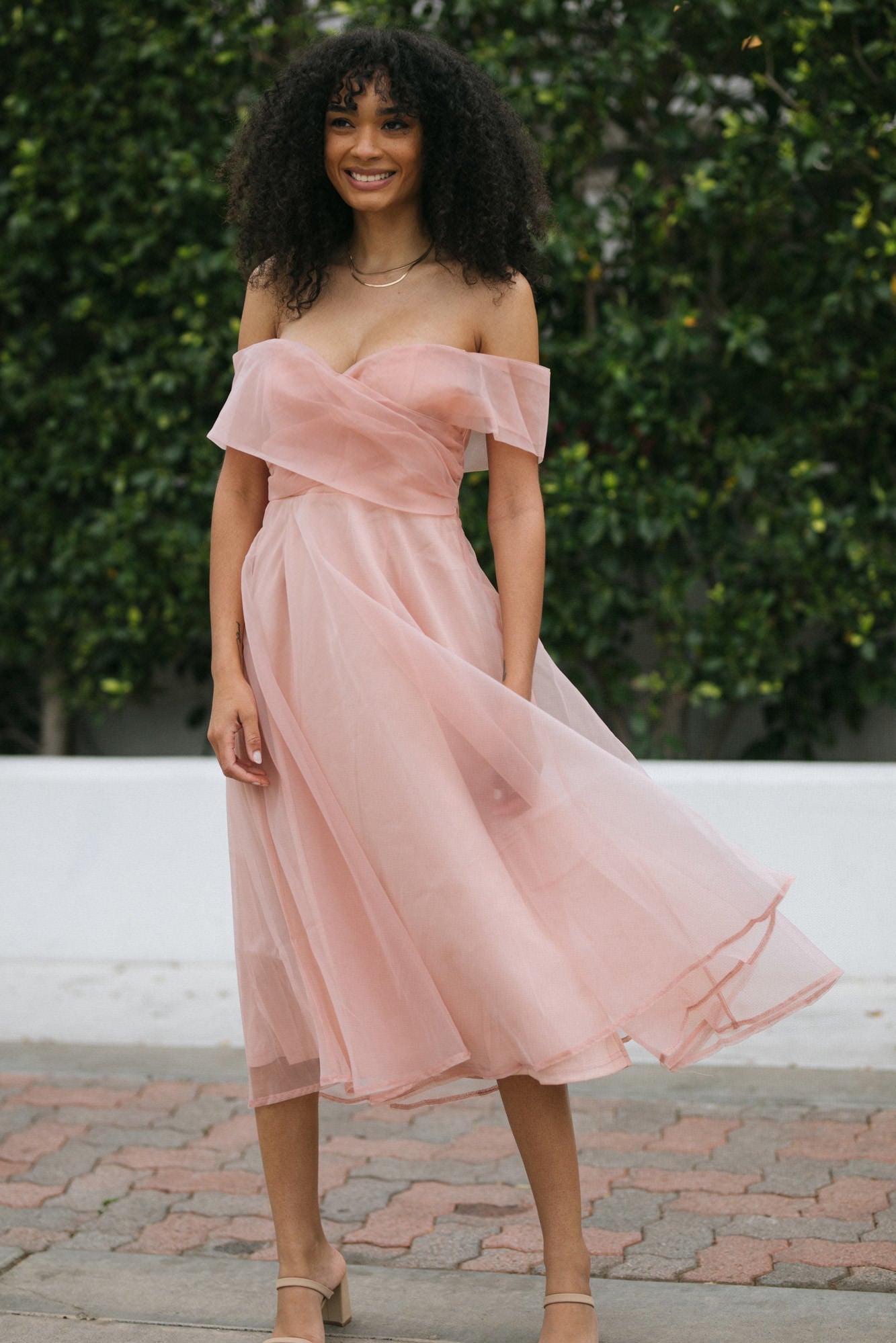 Off the shoulder tea dress sale