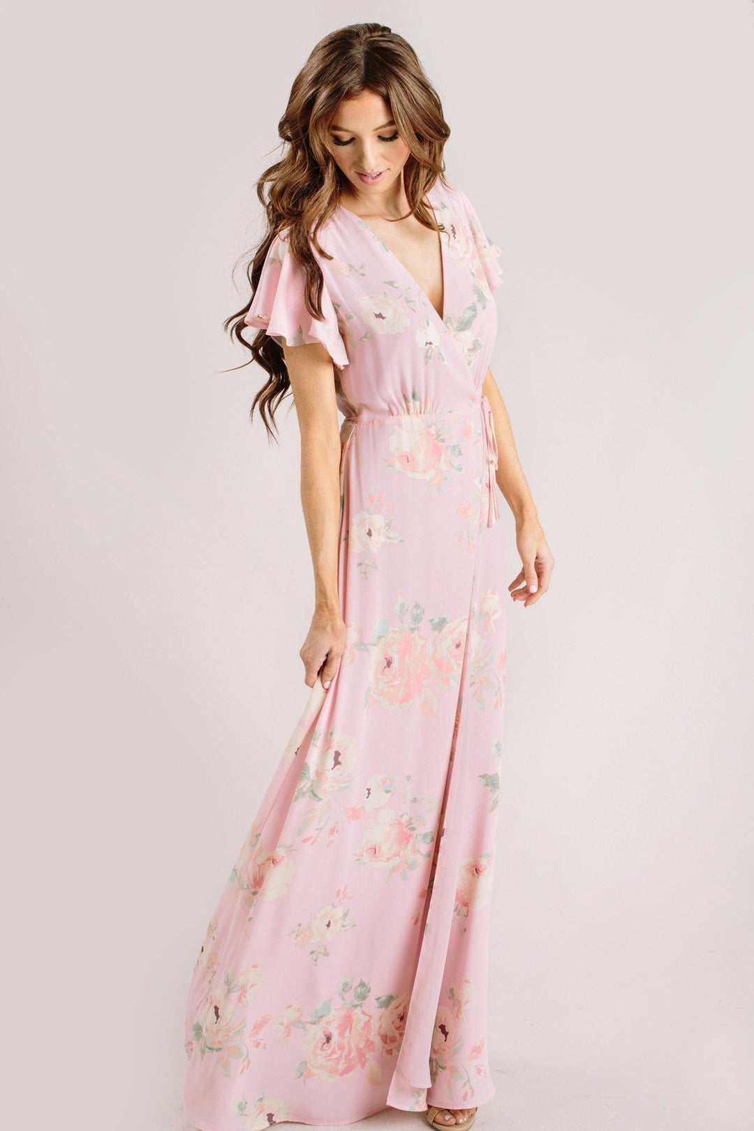 Charlotte Floral Wrap Maxi Dress Dresses Everly Blush X-Small