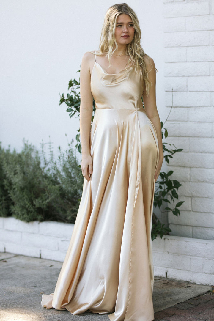 Athena Satin Maxi Dress Dresses 17 Young Dress Champagne Gold X-Small