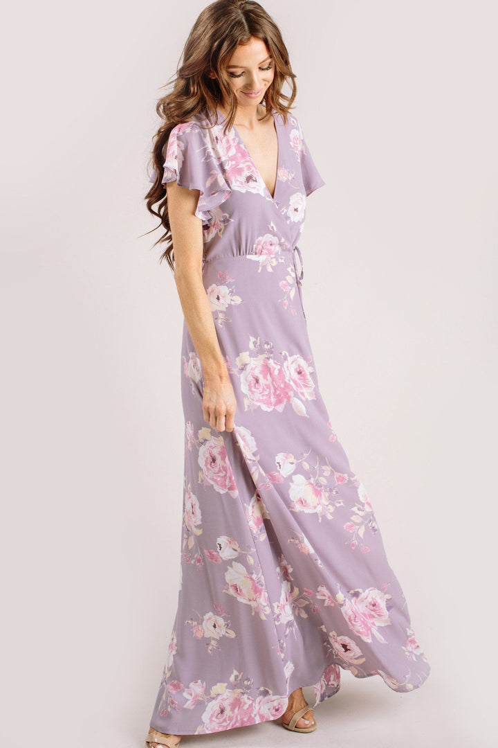 Charlotte Floral Wrap Maxi Dress Dresses Everly Lavender X-Small