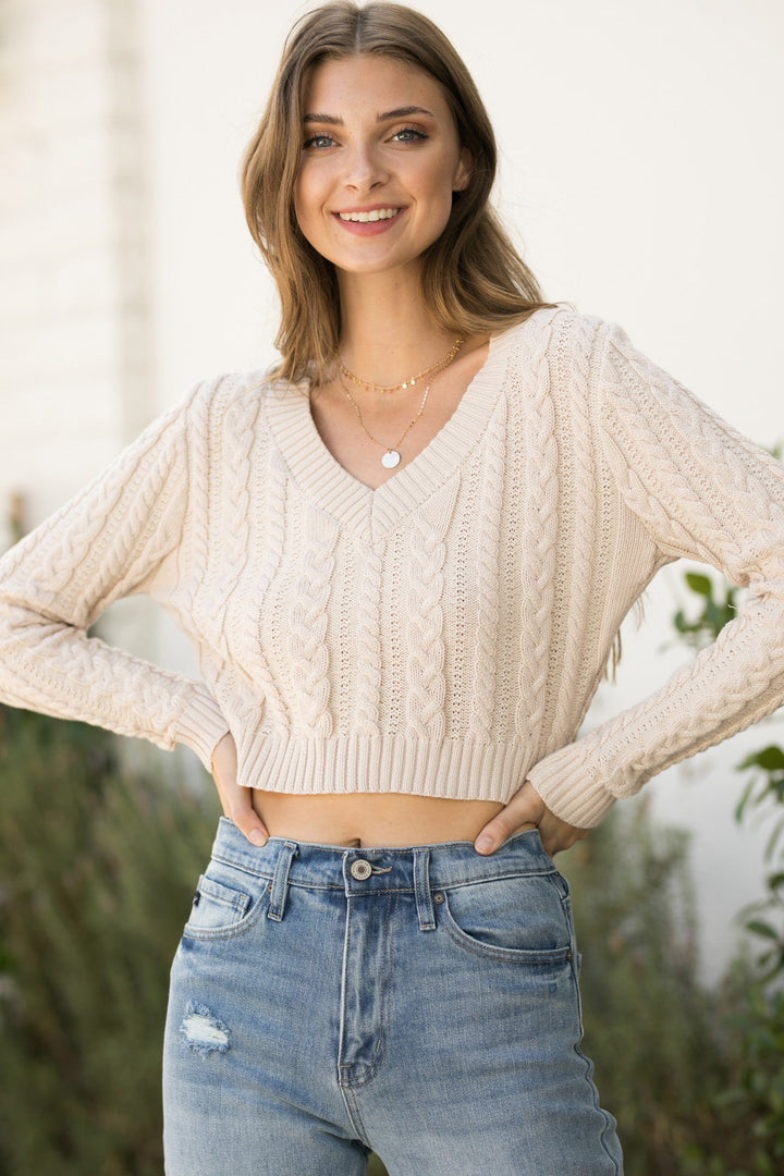 Mellie Cable Knit Sweater Sweaters Style Melody 