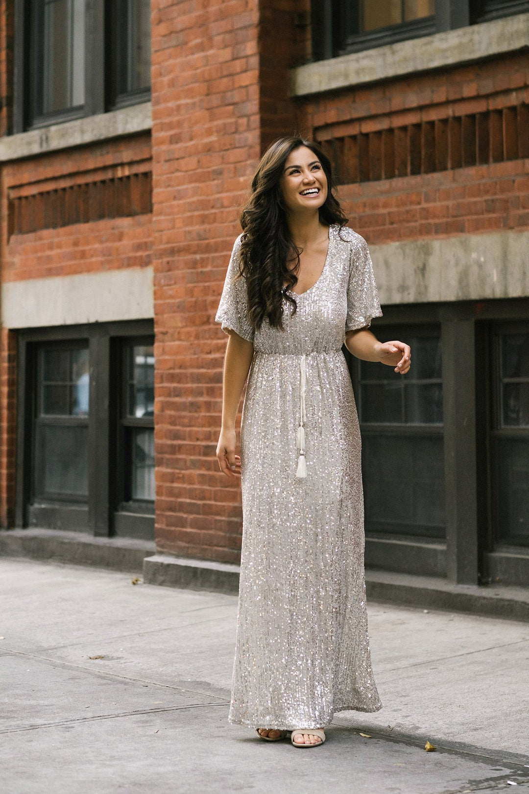Silver Sequin Maxi Dress - Celia - Morning Lavender Online Boutique Silver Sequin Maxi Dress - Celia - Morning Lavender Online Boutique