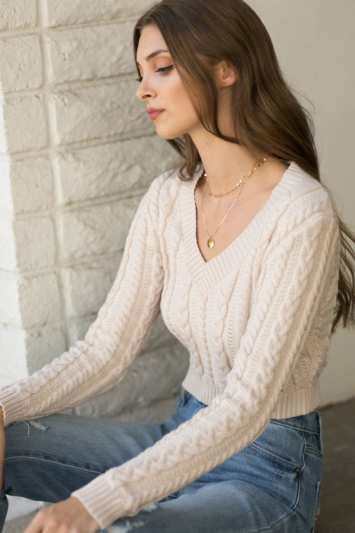 Mellie Cable Knit Sweater Sweaters Style Melody 