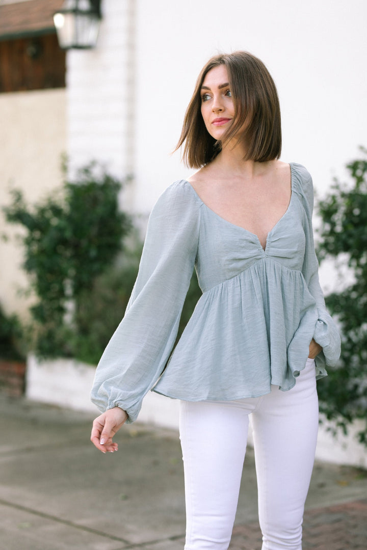 Birdie Notched Babydoll Blouse