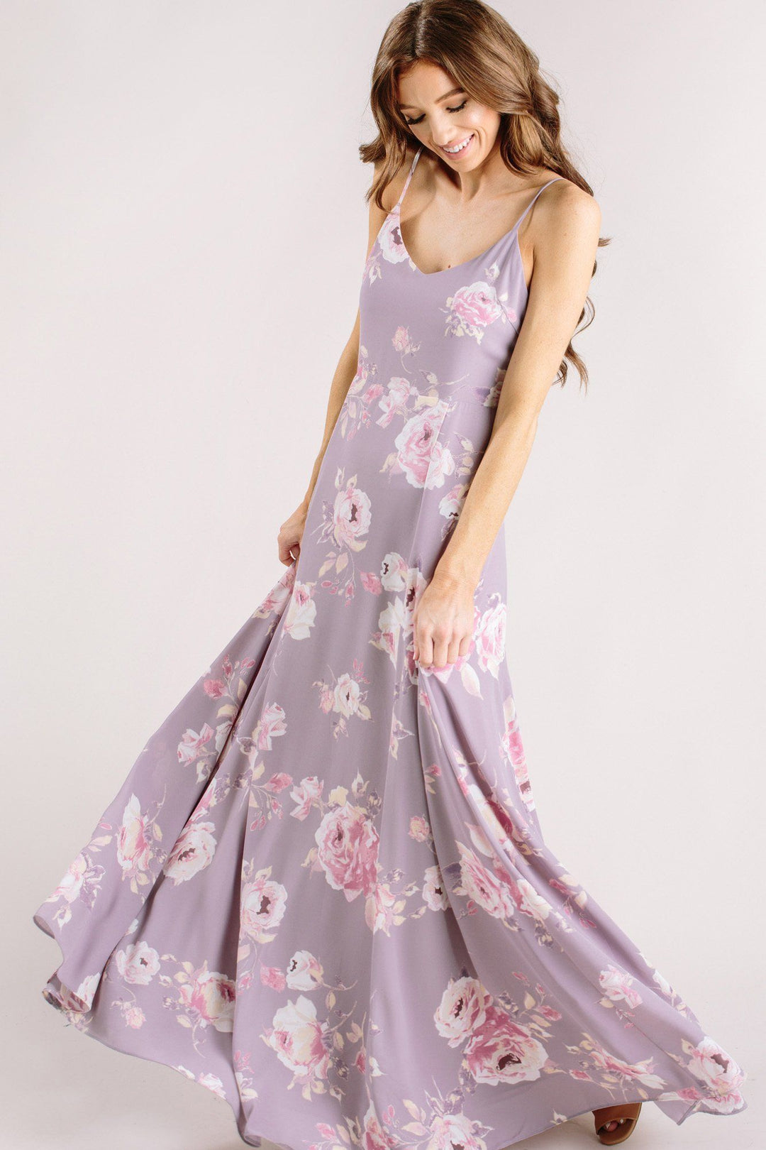 Sophie Lavender Floral Maxi Dress Dresses Everly Lavender Small