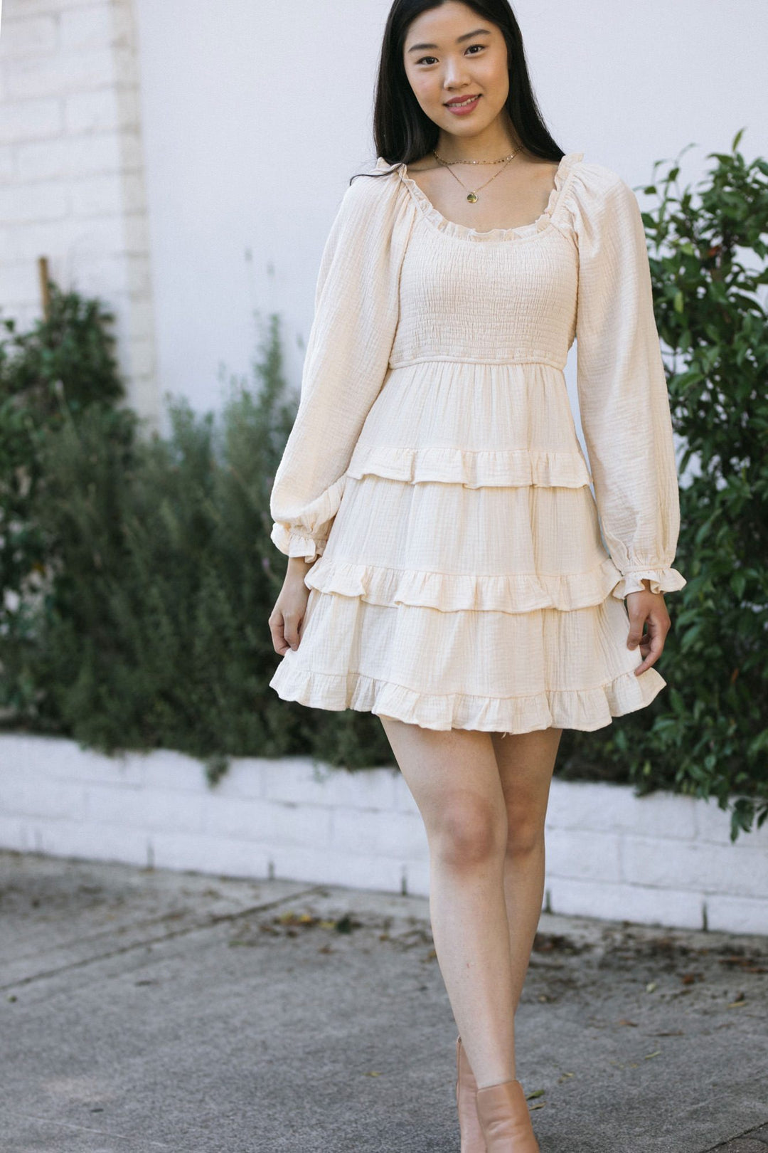 Ingrid Smocked Mini Dress Dresses & Merci Ivory X-Small 