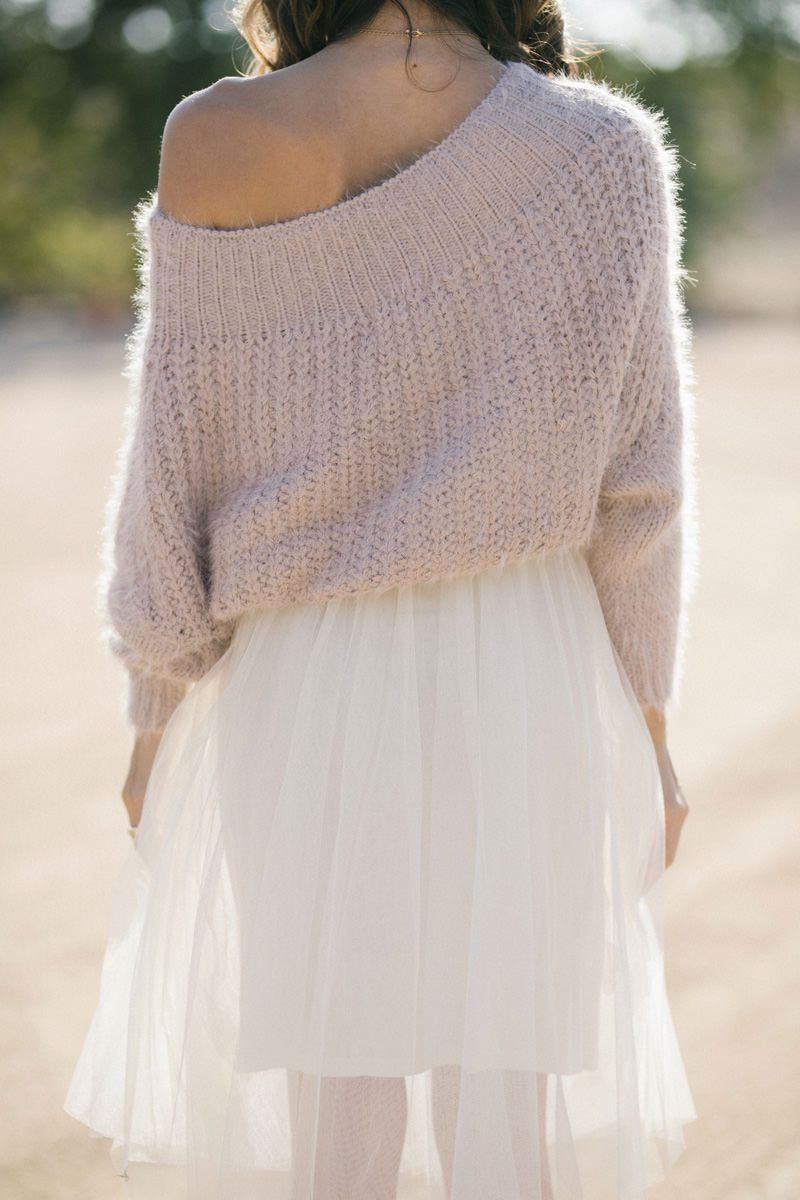 Demi Off the Shoulder Eyelash Knit Sweater Sweaters Dreamers 