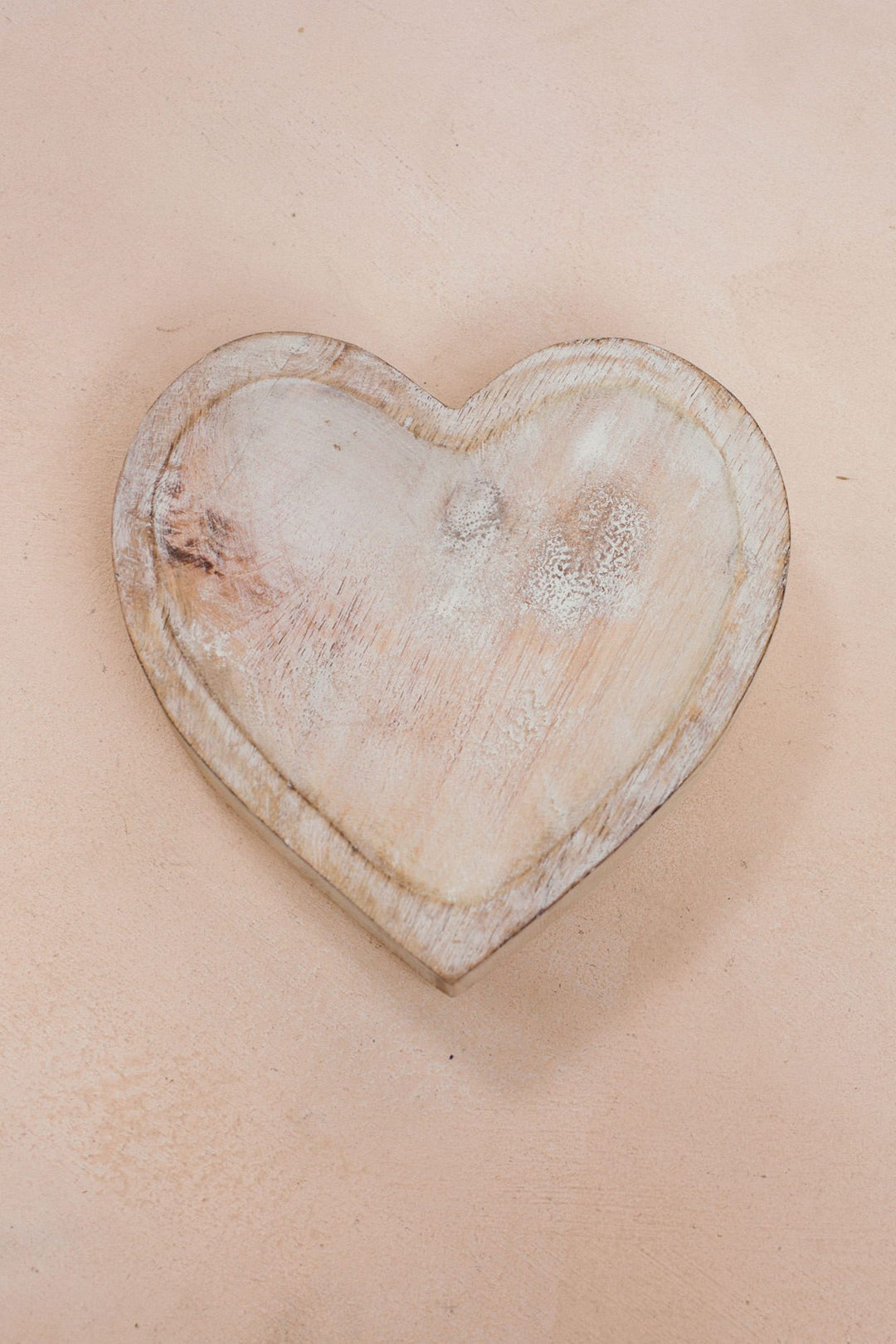 White Wash Wooden Heart Home Accessories 47th & Main Large
