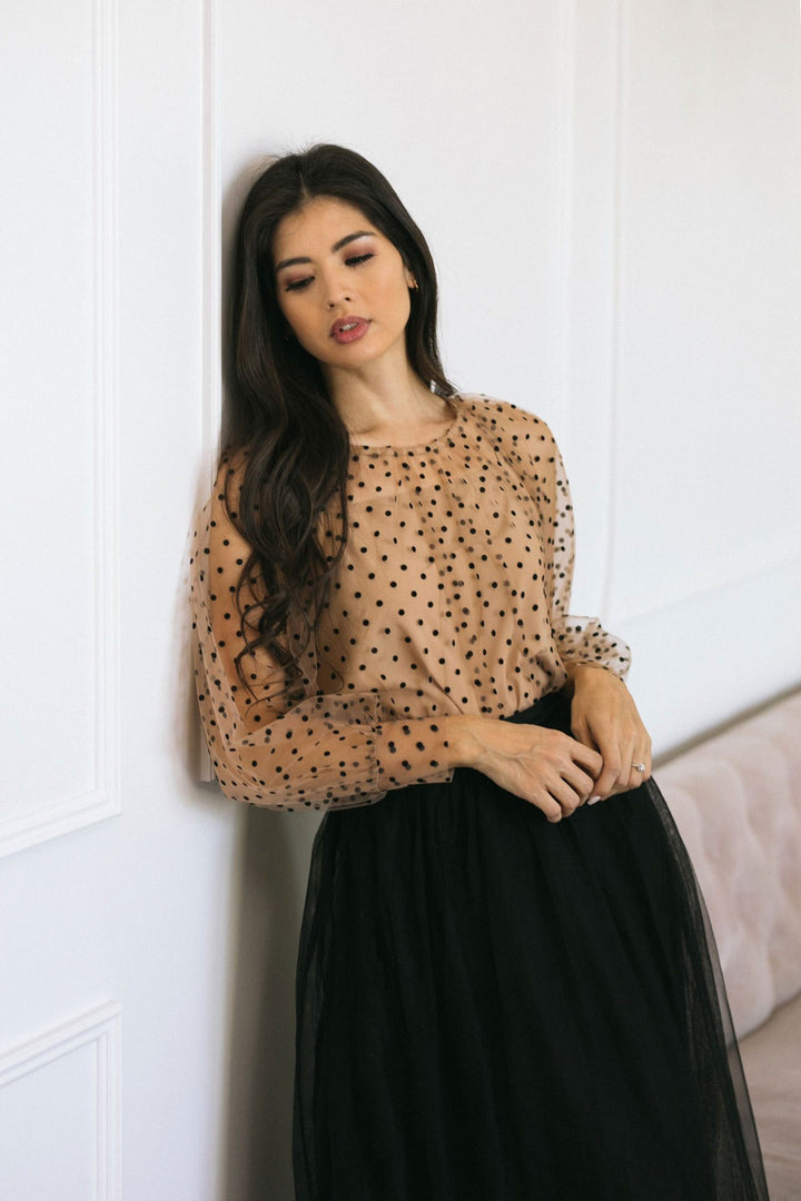 Colette Sheer Dotted Blouse Tops Lena