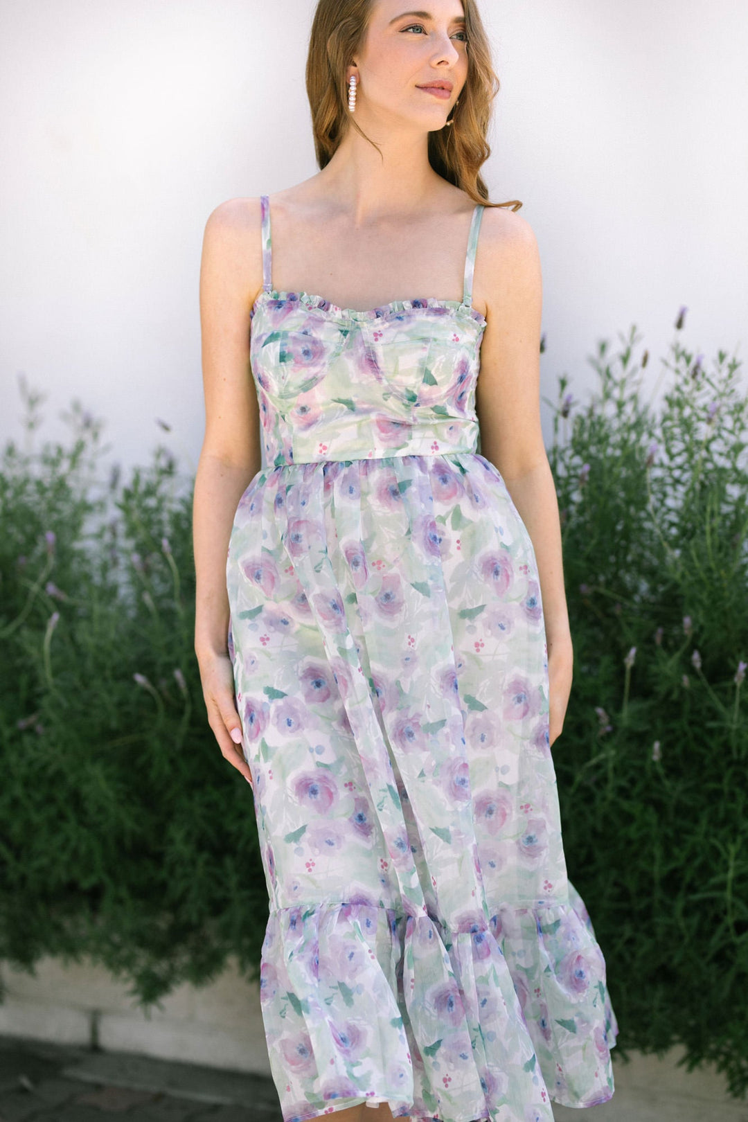Marlene Maternity Dress in Pale Lavender Floral Sprig