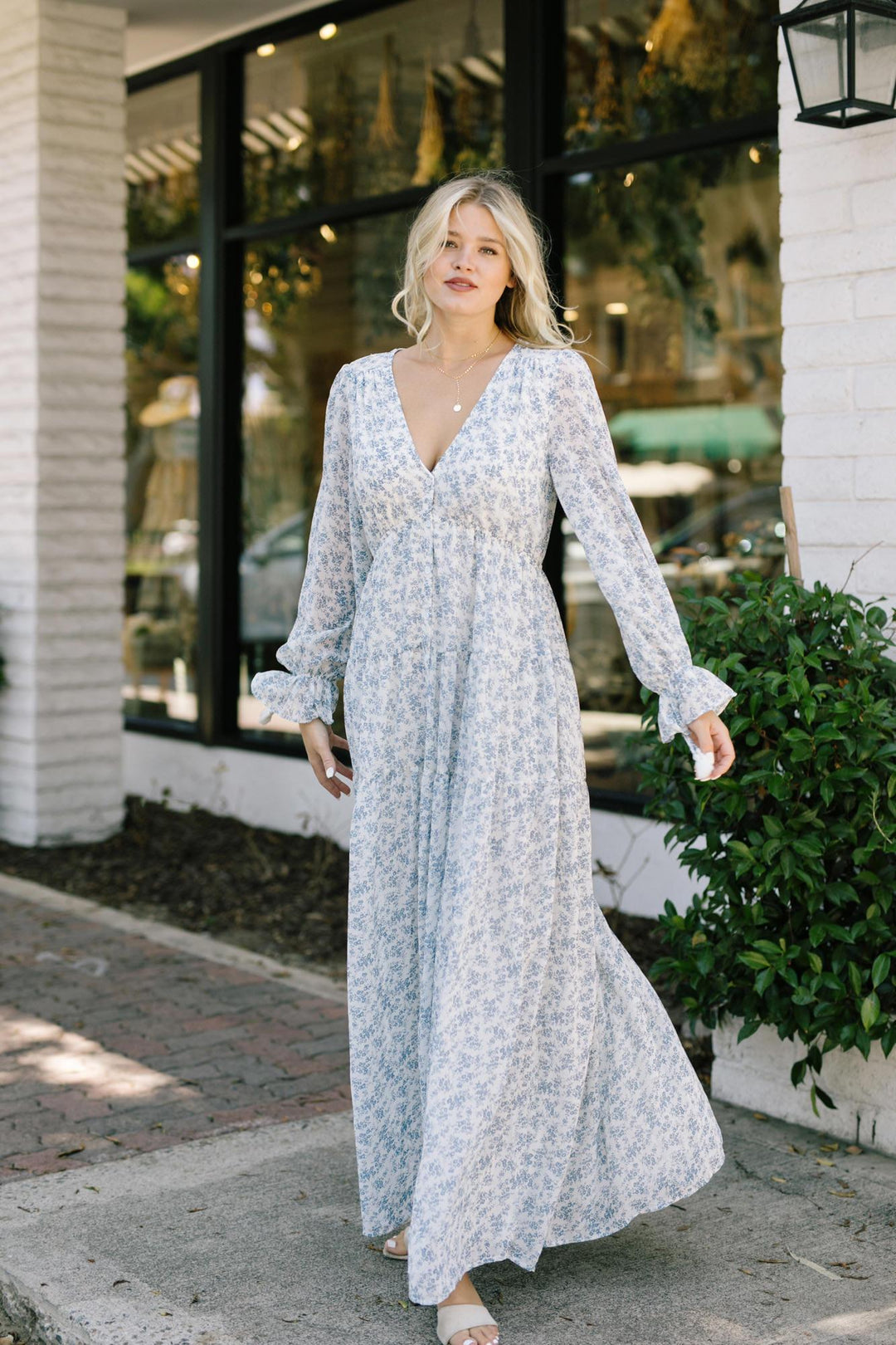 Floral Maxi Dress with Long Sleeves - Helena - Morning Lavender Online  Boutique
