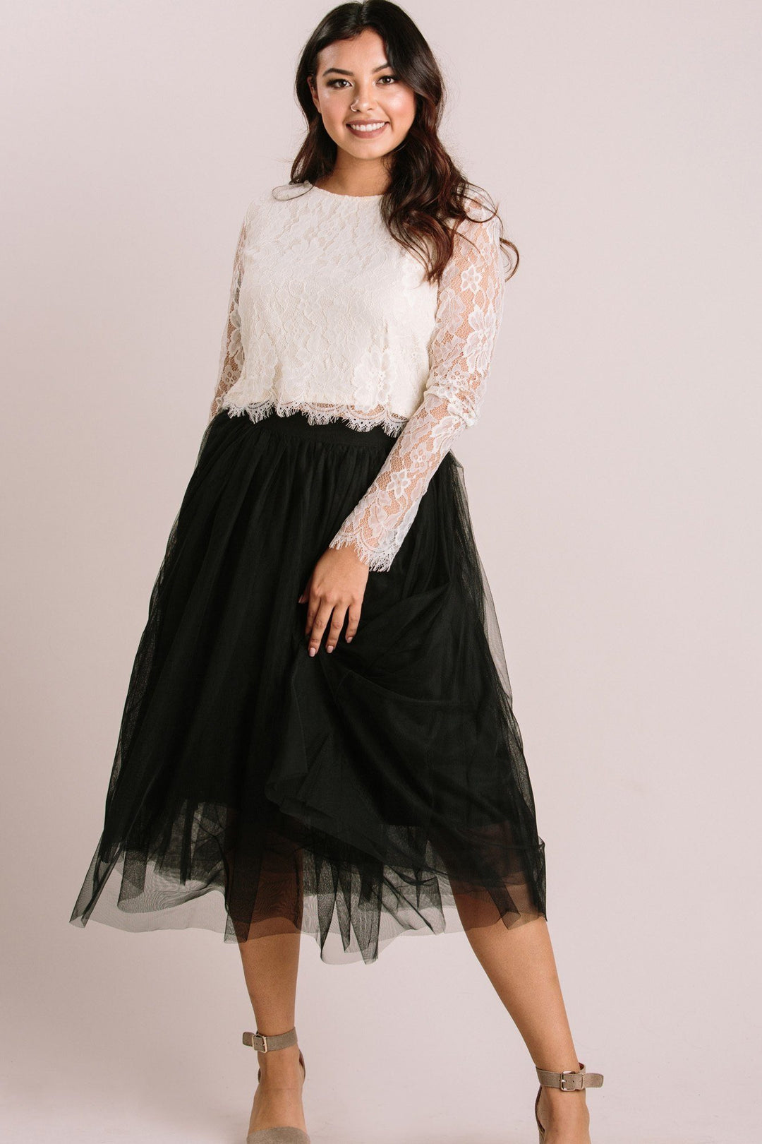 TeresaCollections - Fairy Style Four Layers Voile Tulle Skirt Lace
