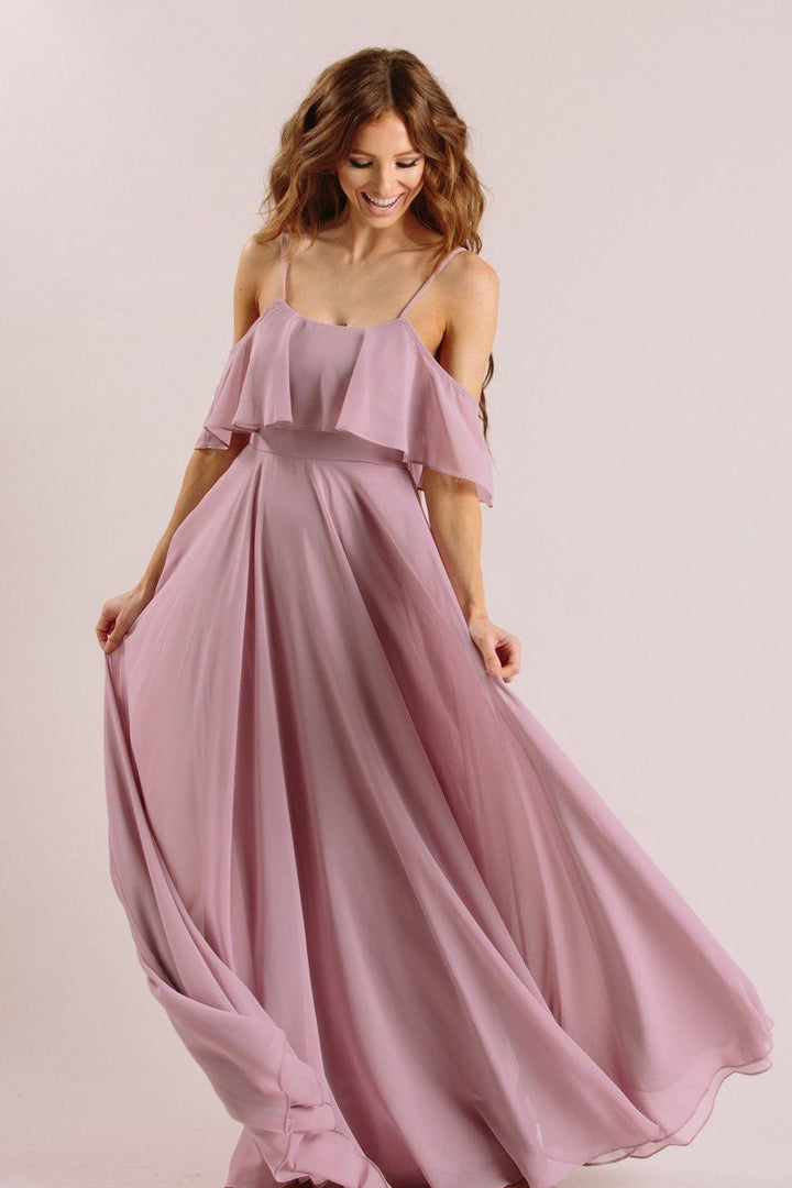 Adele Ruffle Maxi Dress Dresses INA Lavender X-Small