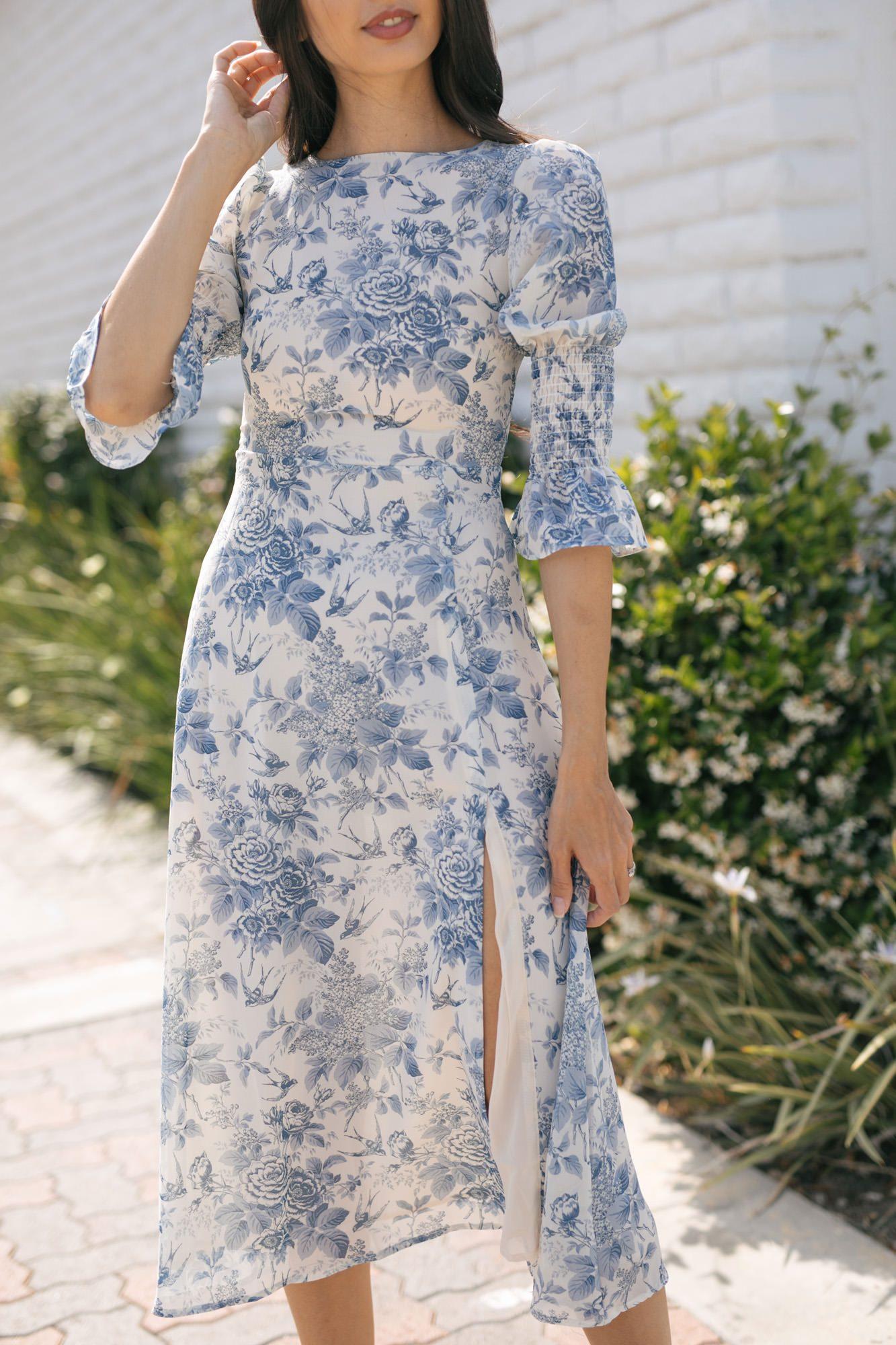 Puff Sleeve Midi Dress - Erin - Morning Lavender Online Boutique