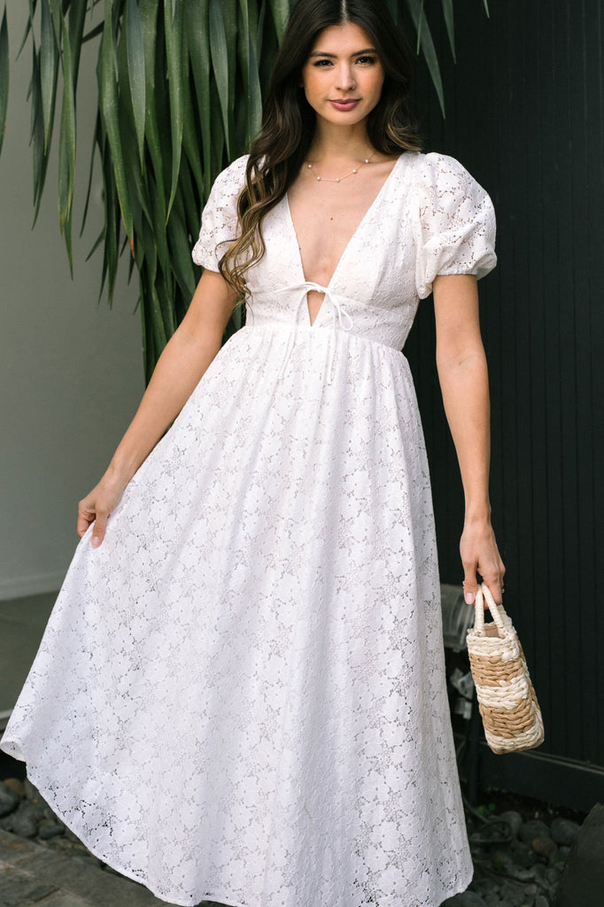 Lavender lace shop midi dress