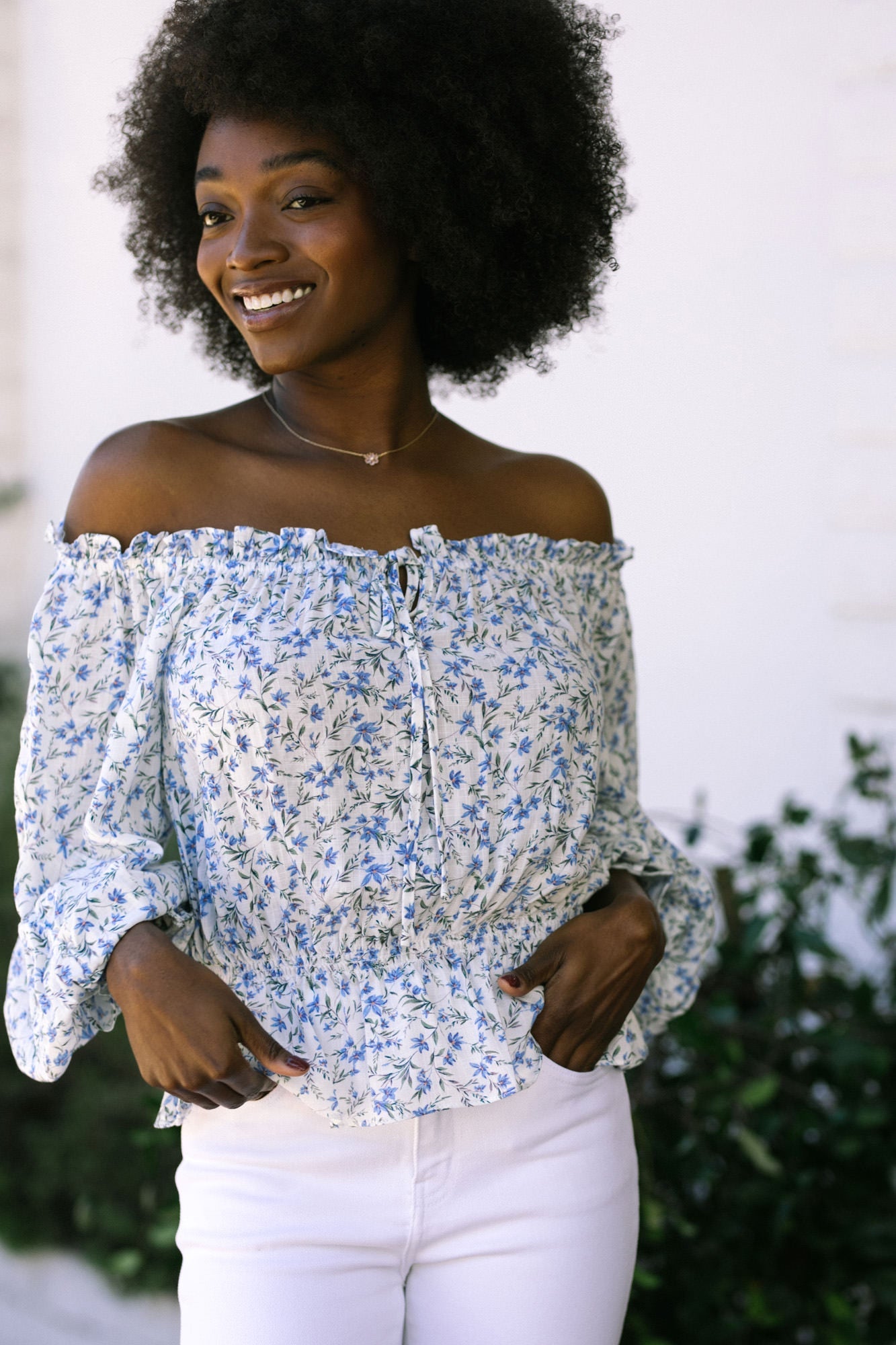 Lavender cheap peasant blouse