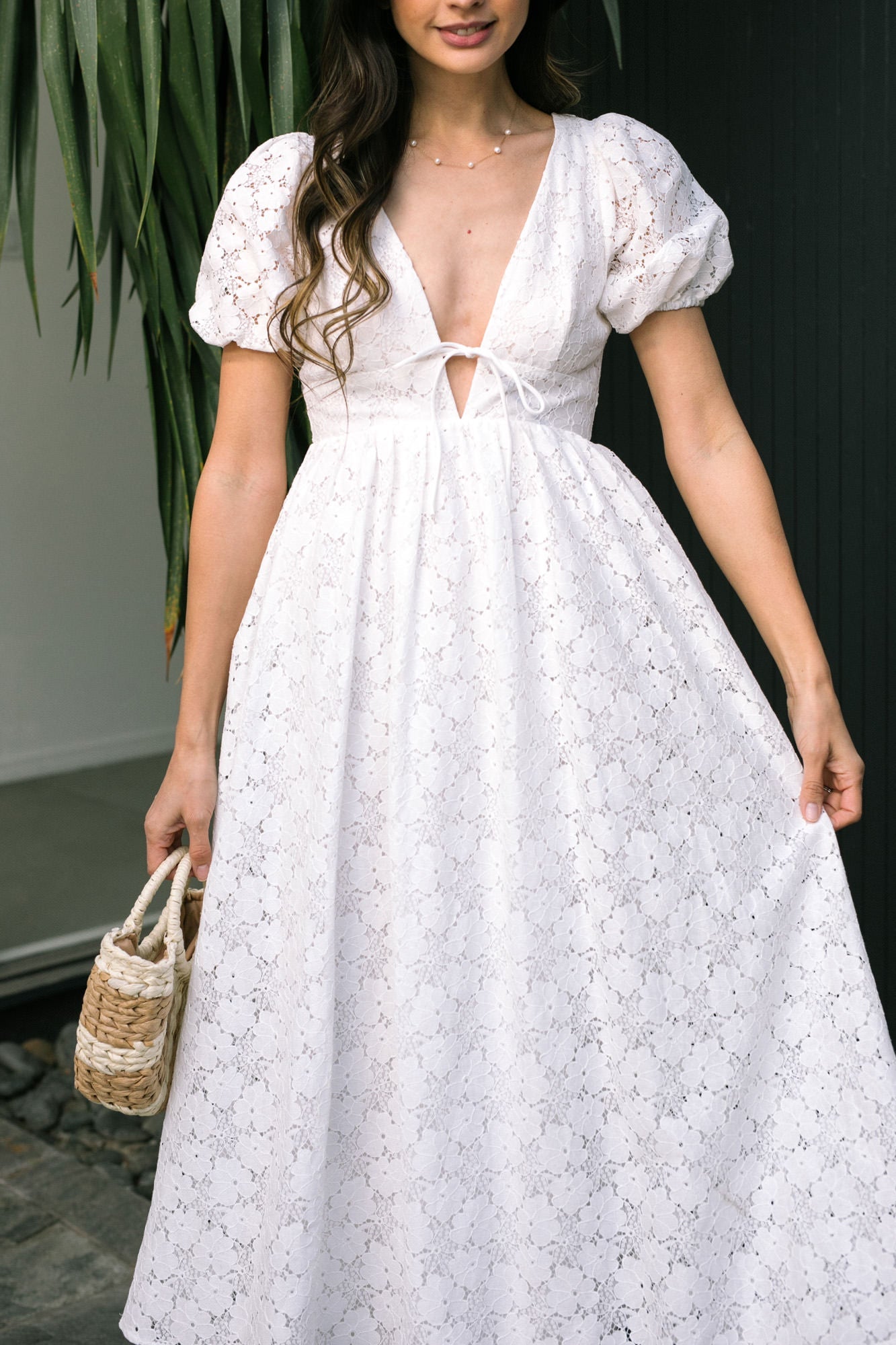 White lace midi dress plus cheap size