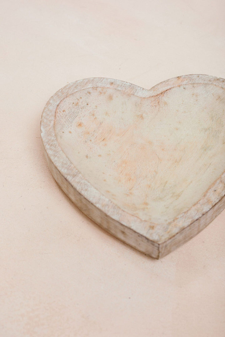 White Wash Wooden Heart Home Accessories 47th & Main Small