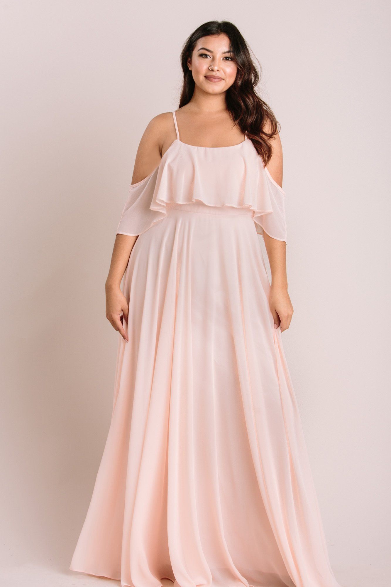 Adele blush ruffle maxi sale dress