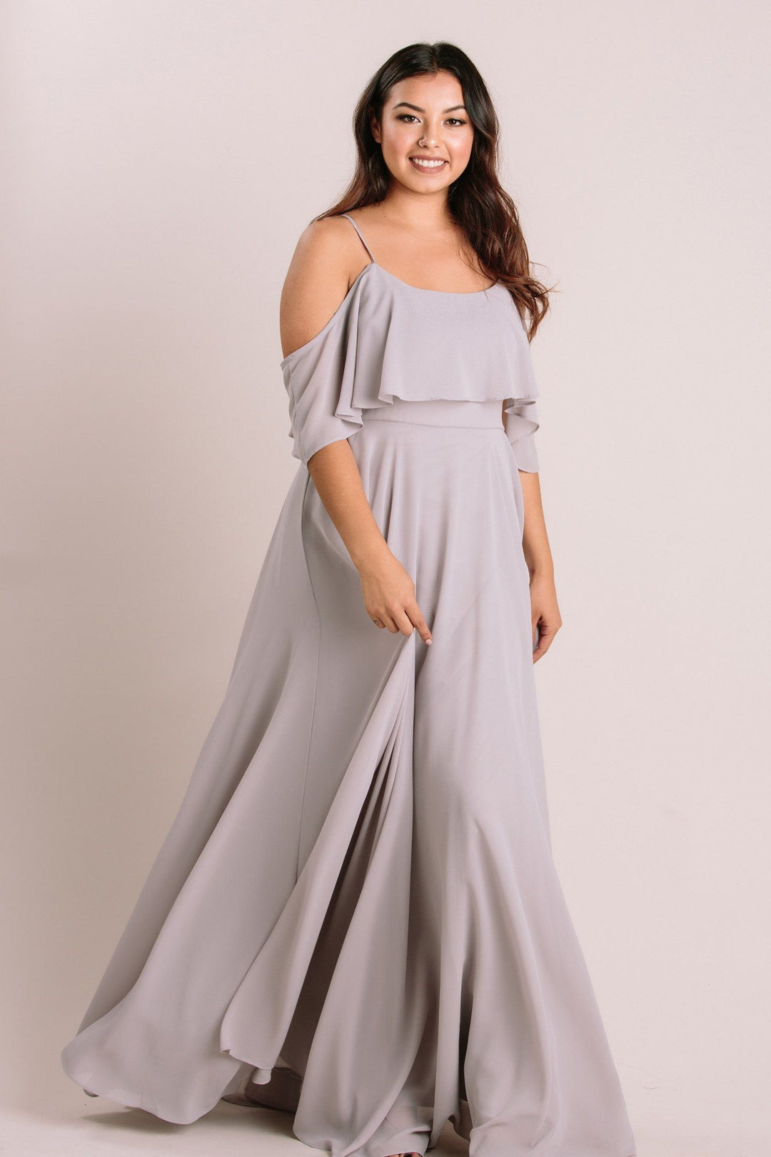 Adele Ruffle Maxi Dress Dresses INA Grey Large