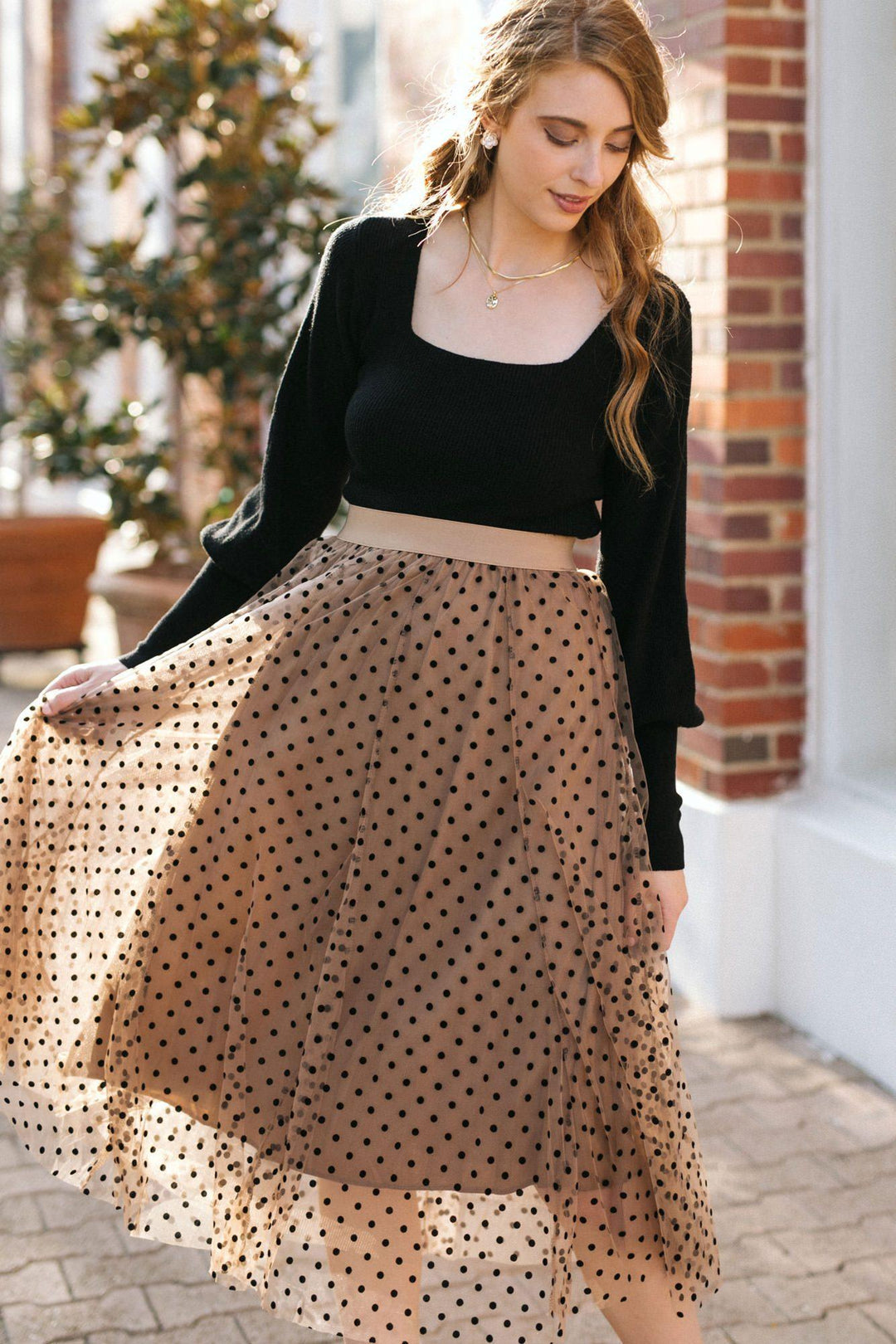 Esme Dotted Tulle Skirt Skirts Taba 