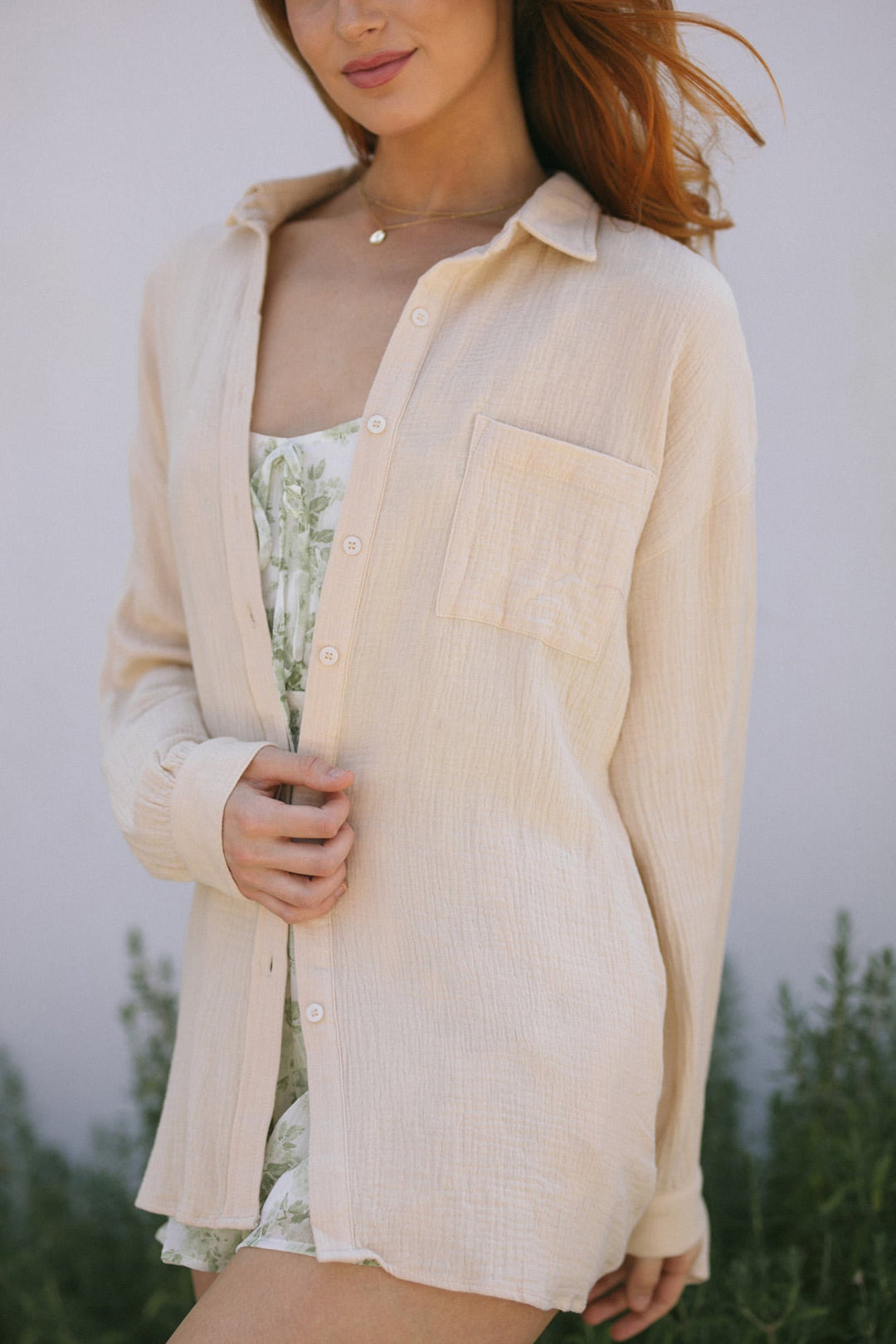 Lara Dolman Buttoned Shirt - Morning Lavender Boutique Tops