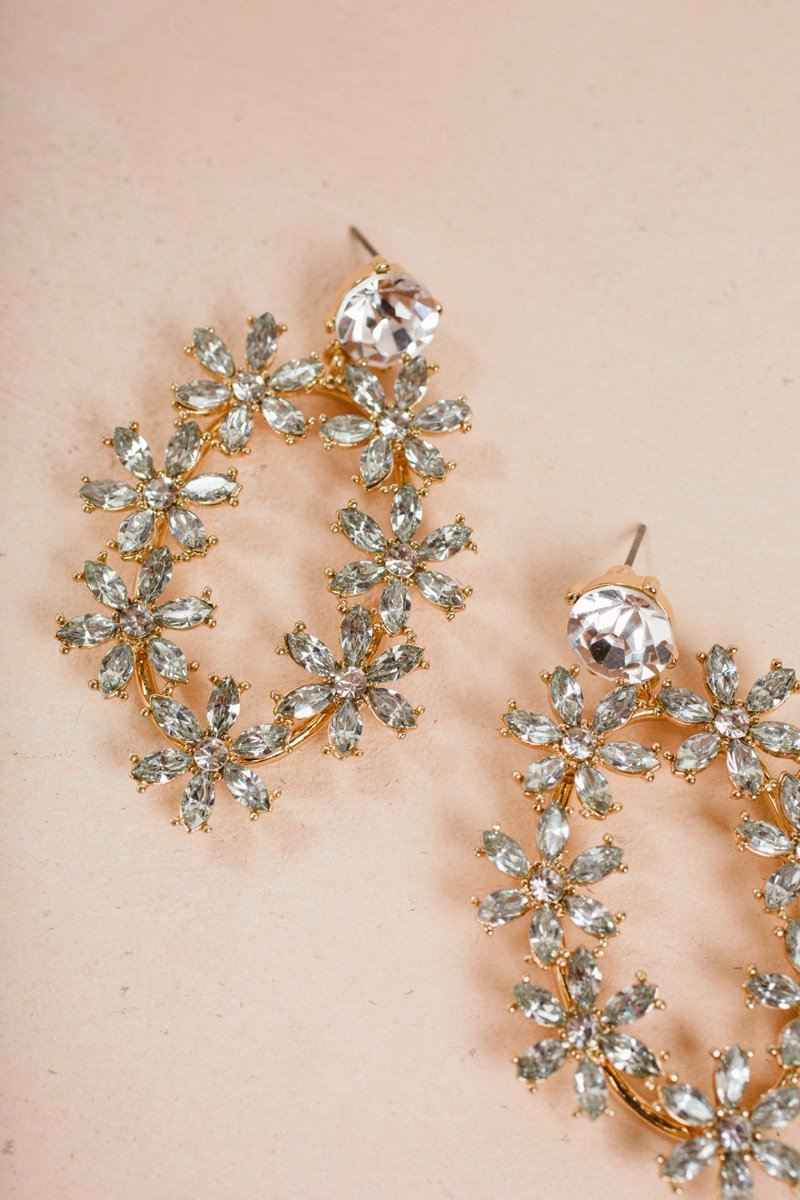 Sienna Oval Crystal Earrings Earrings Morning Lavender Gold Crystal 