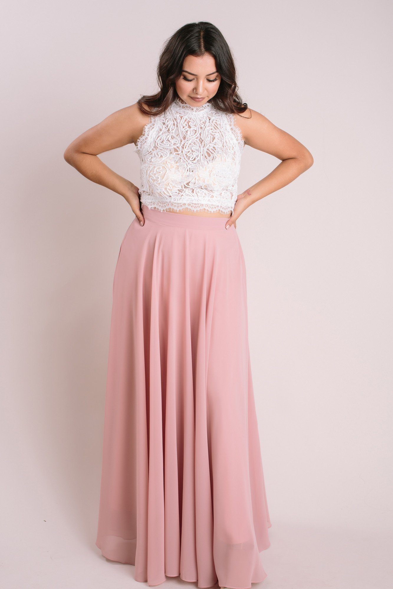 Petite pink shop maxi skirt