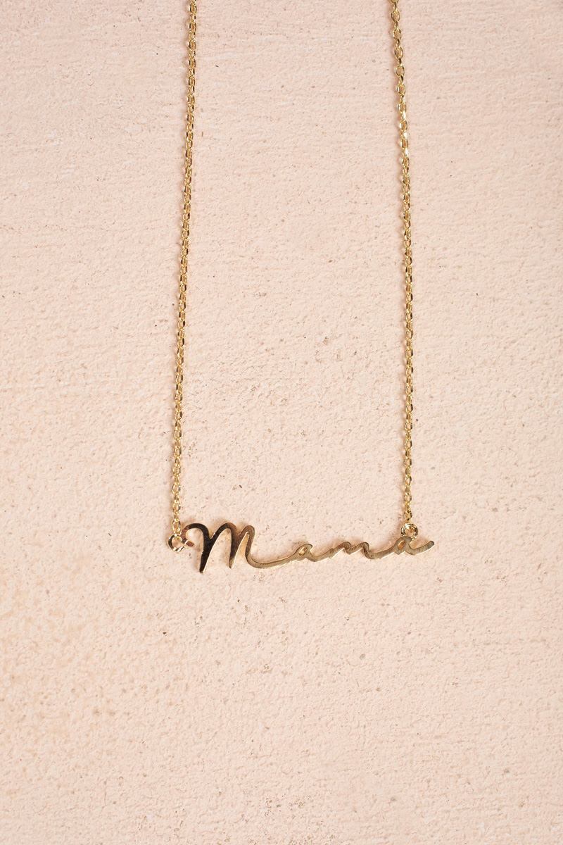 Piper Mama Cursive Necklace Necklace Fame Gold 