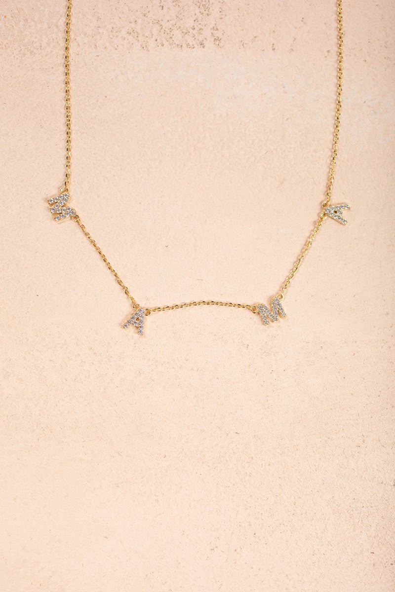 Hannah Crystal MAMA Necklace Necklaces Fame Gold 