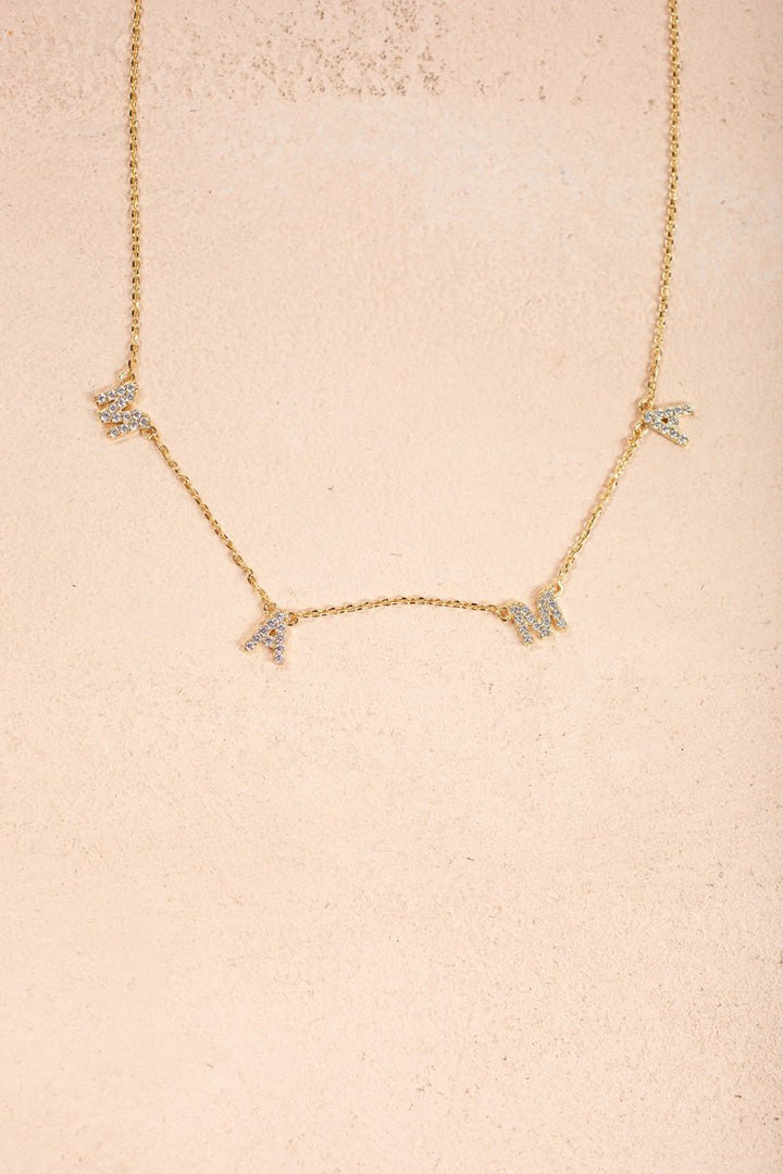 Hannah Crystal MAMA Necklace Necklaces Fame Gold 