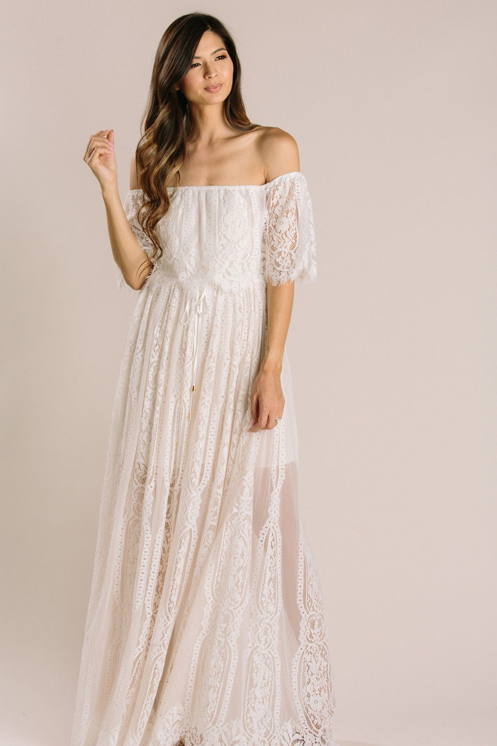 Alessia Lace Off the Shoulder Maxi Dress Dresses Aakaa