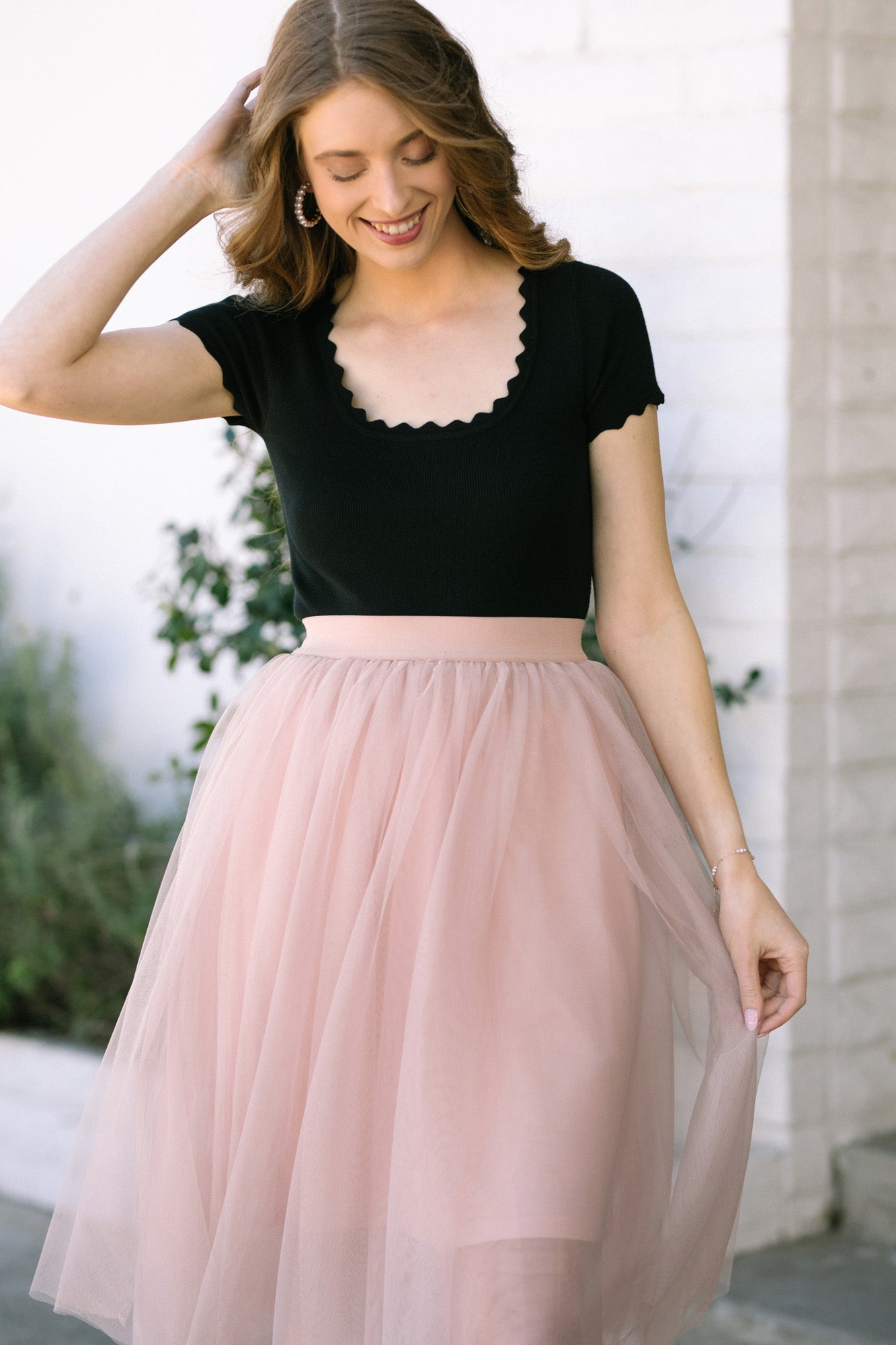 Sharon Scalloped Cropped Top - Morning Lavender Boutique Tops