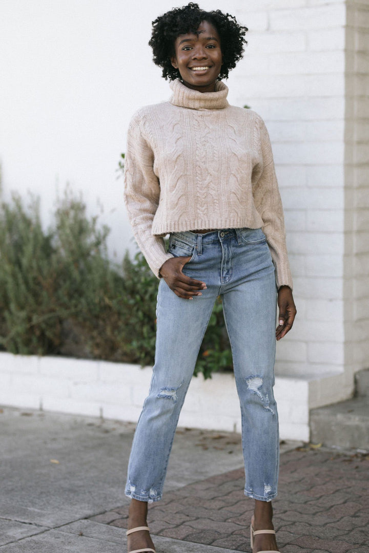 Lettie Cable Knit Turtle Neck Sweaters Style Melody 