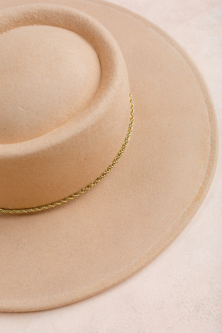 Sarah Wide Brim Hat with Twisted Chain