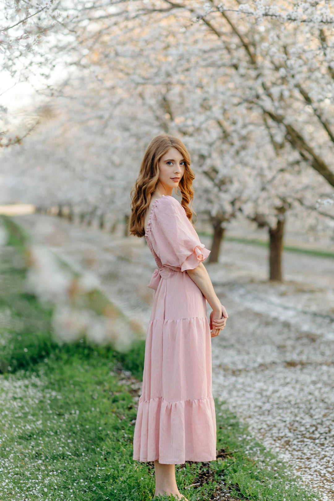 Tiered Midi Dress with Sleeves - Paige - Morning Lavender Online Boutique Tiered Midi Dress with Sleeves - Paige - Morning Lavender Online Boutique