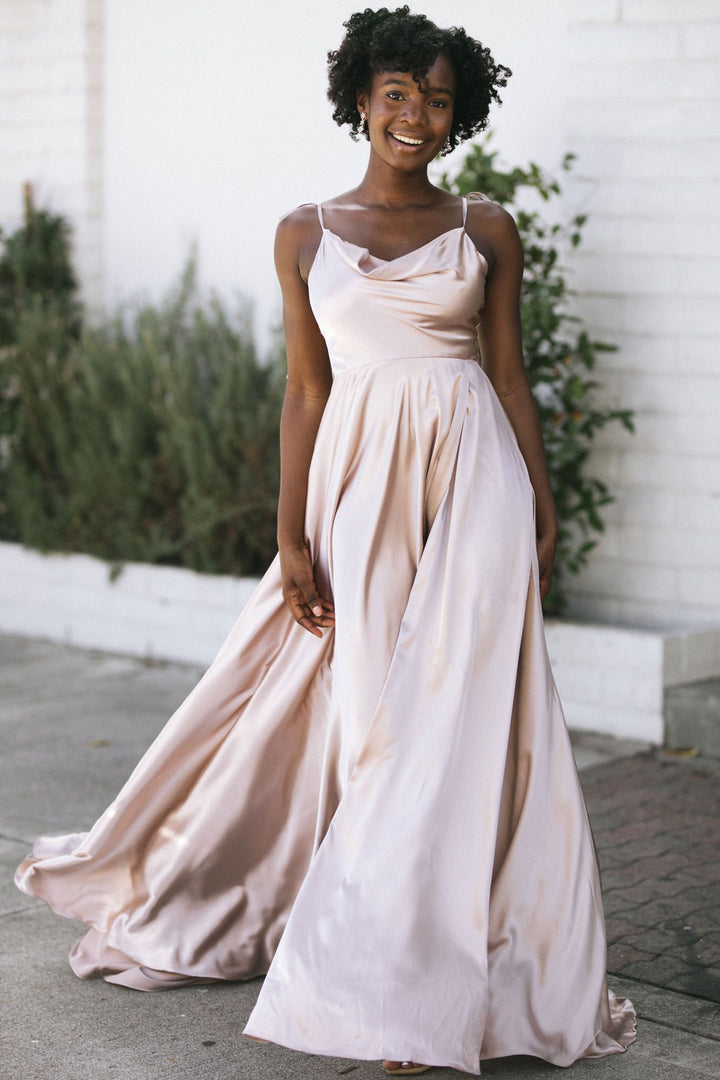 Athena Satin Maxi Dress Dresses 17 Young Dress Sand X-Small