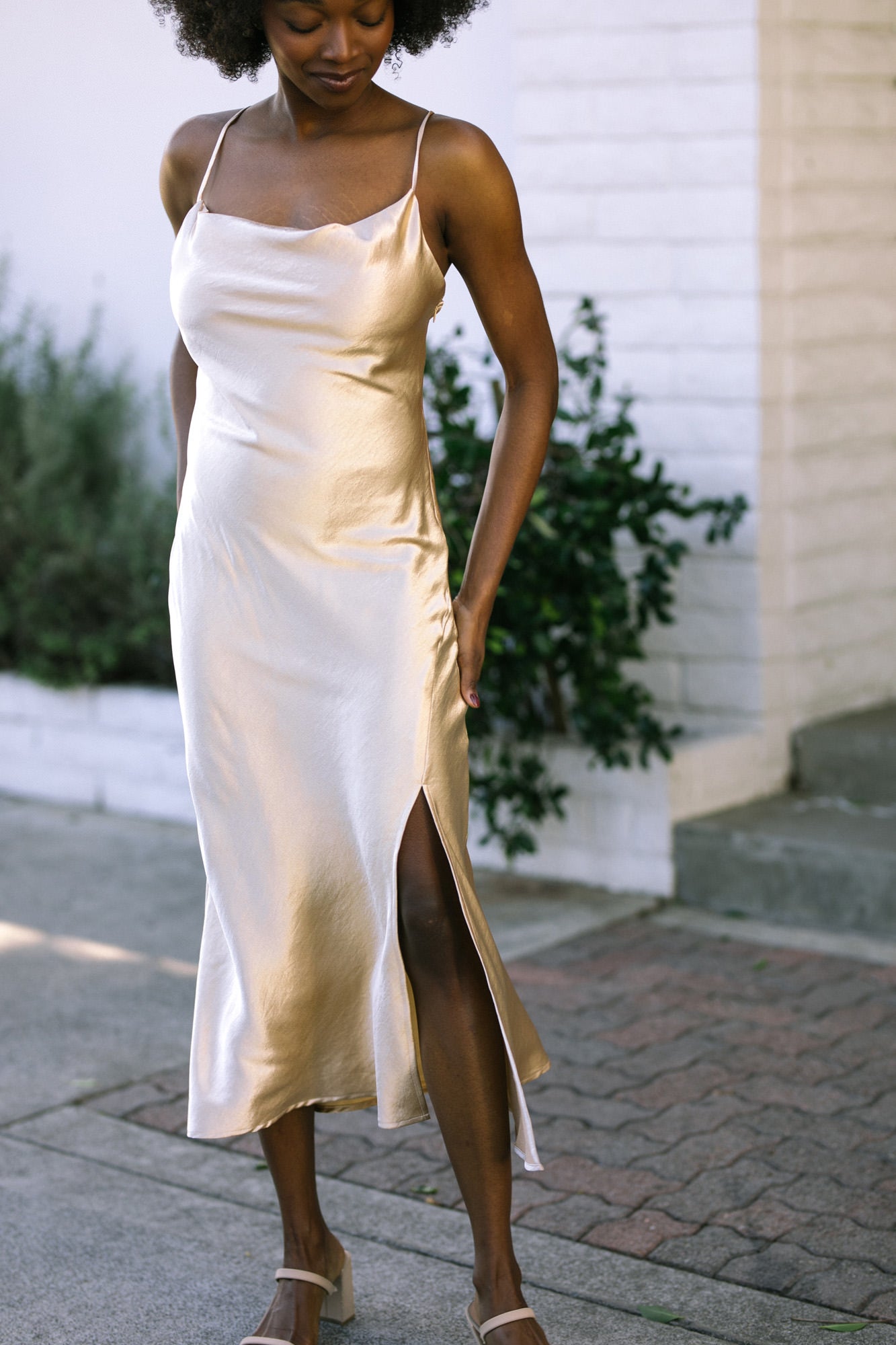 Long white 2025 satin slip dress