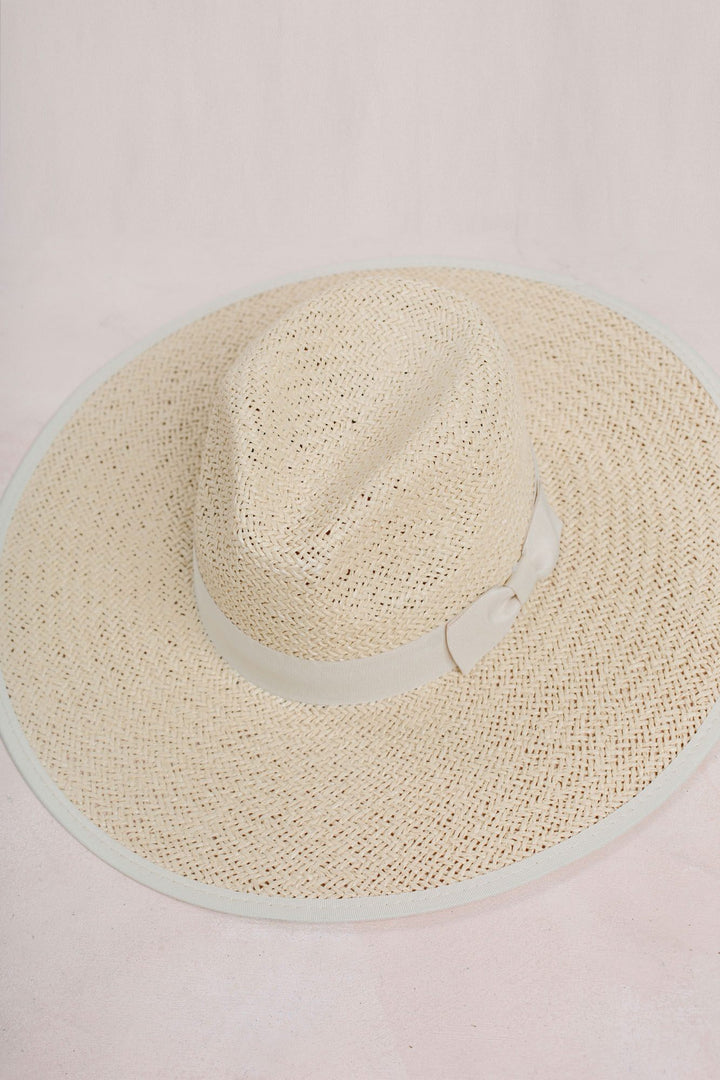 Chrissy Straw Wide Brim Bow Hat Hats Fame Ivory 
