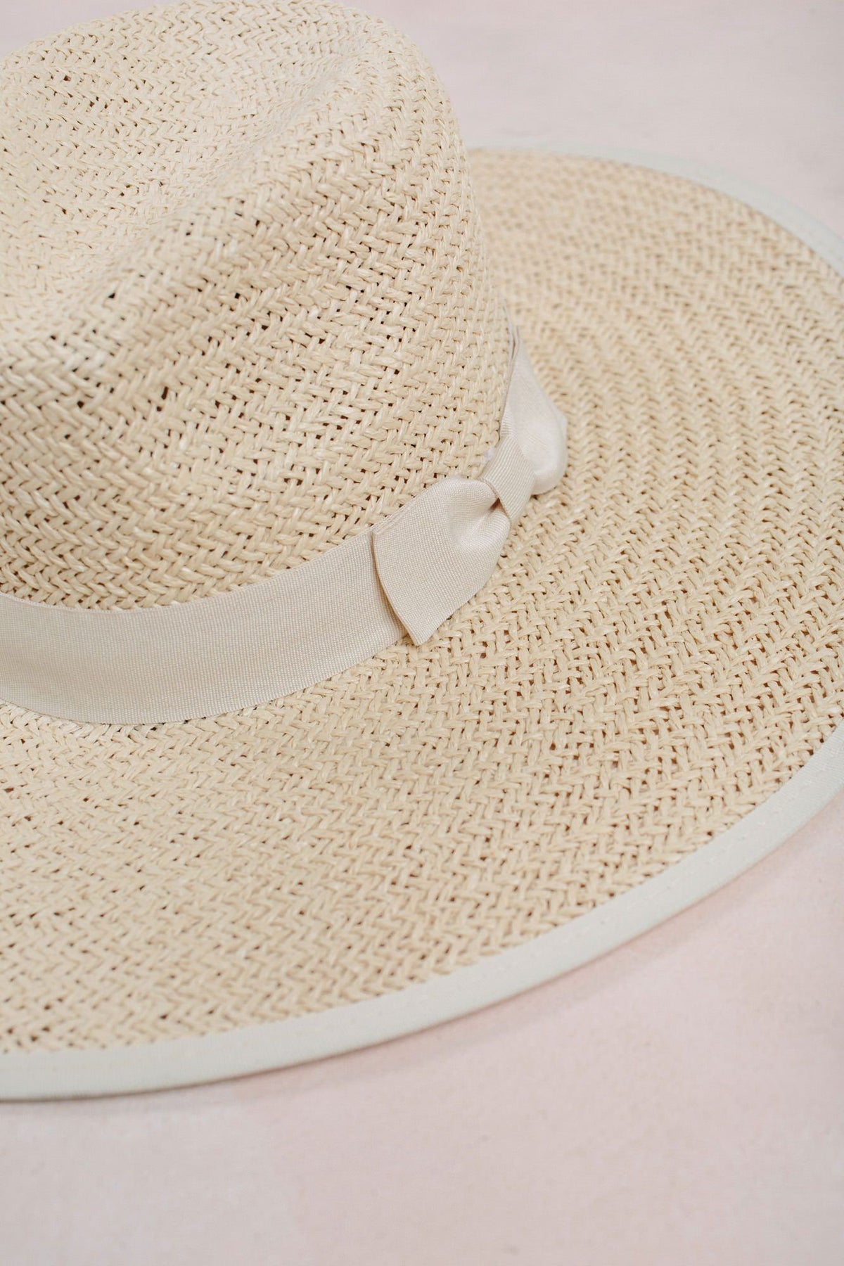 Wide Brim Straw Hat with Bow - Chrissy - Morning Lavender Online Boutique