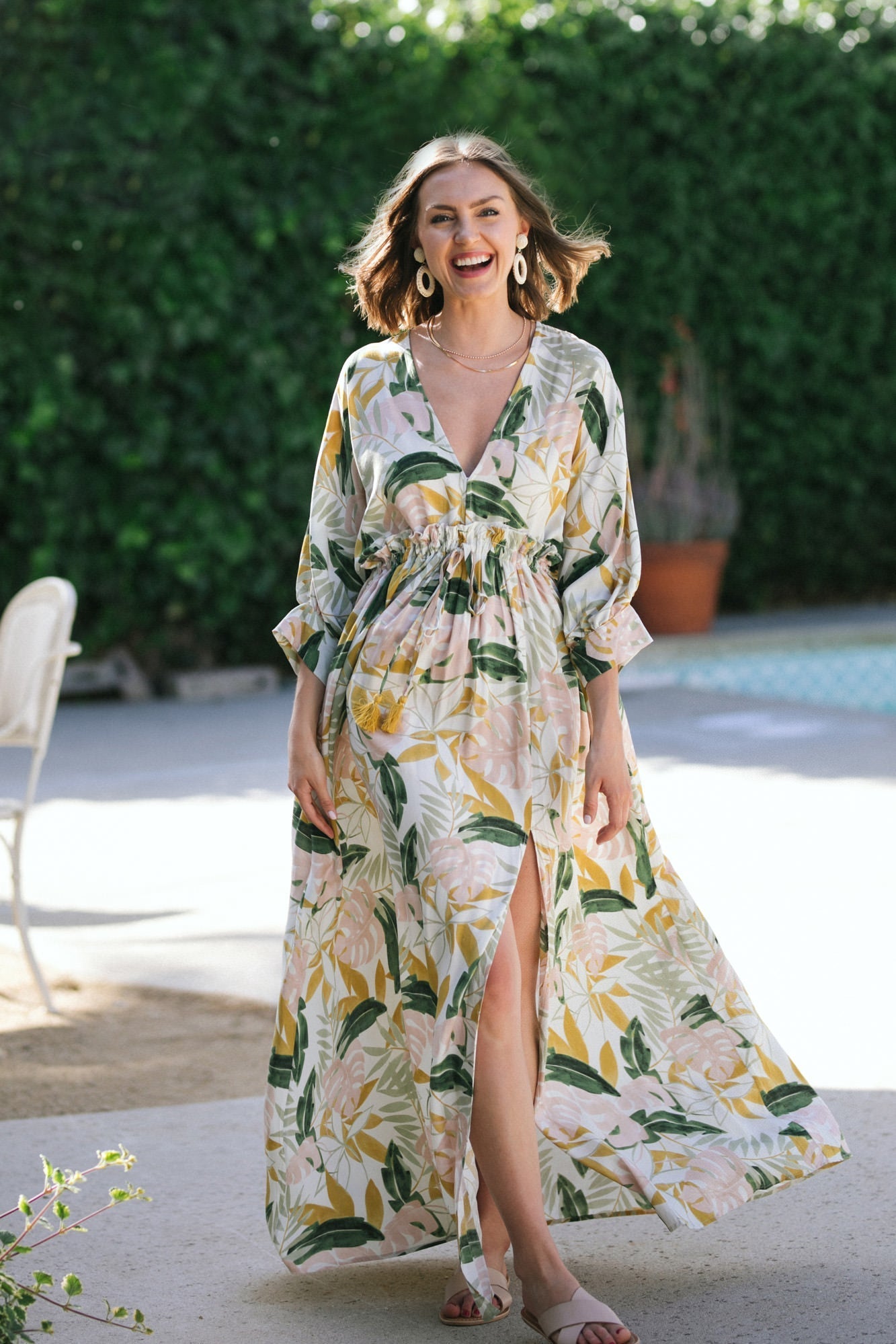 aakaa dress aakaa maxi dress Waist Cut-Out Multi Print Dress