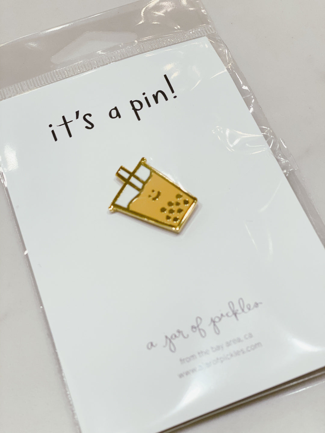 Small Pins Home Accessories A Jar of Pickles Gold Boba