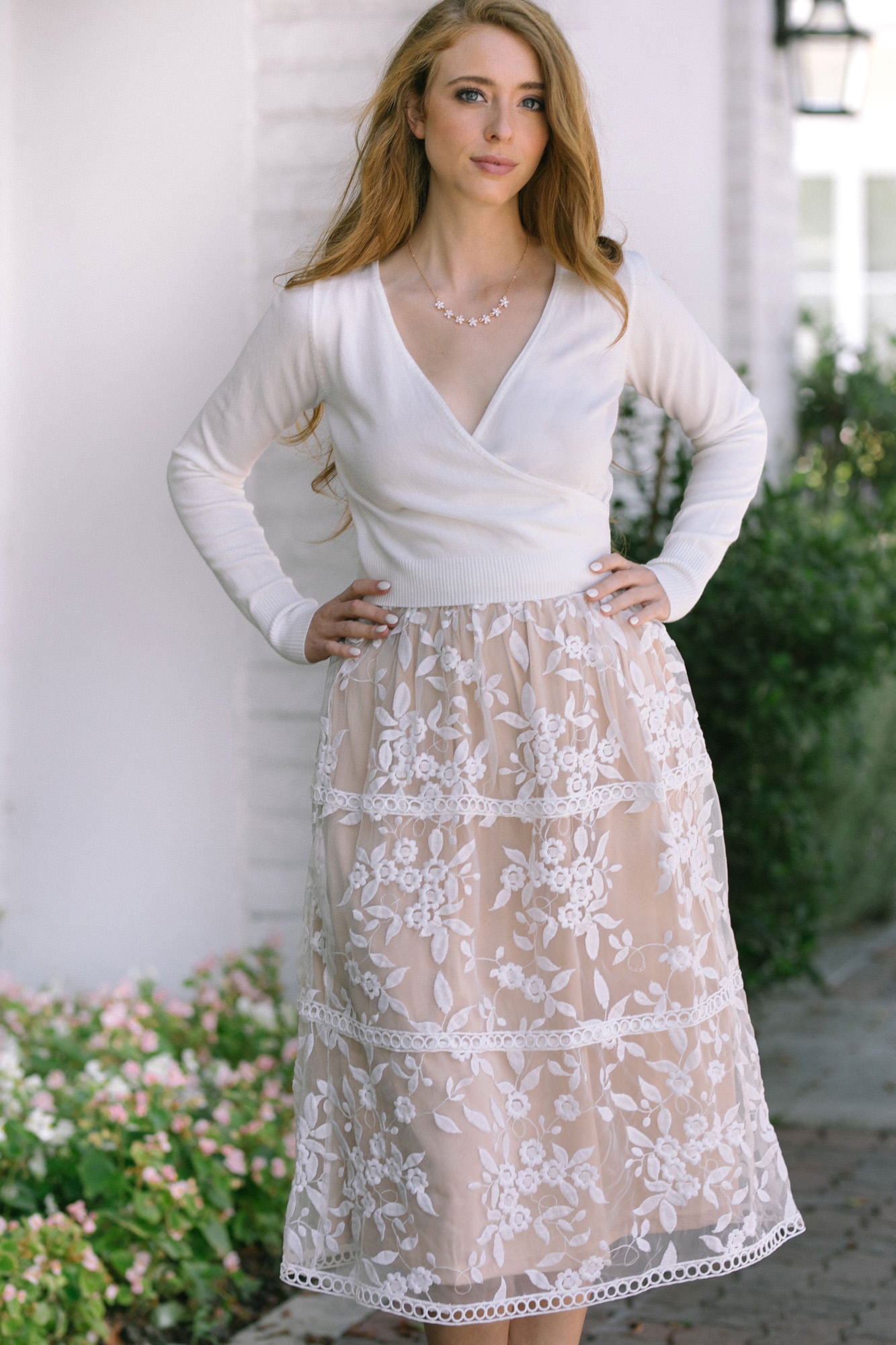 Selene Embroidered Midi Skirt